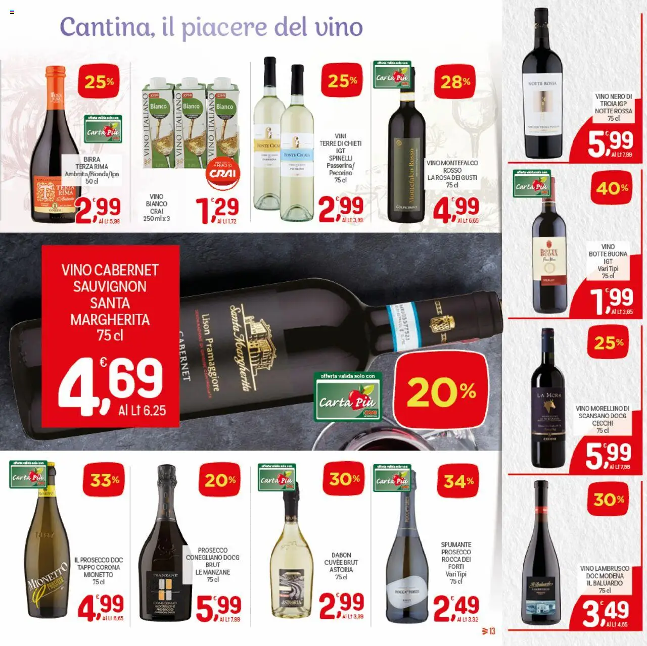 Volantino CRAI del 04.09.2025 | Pagina: 13 | Prodotti: Birra, Prosecco, Vino, Spumante