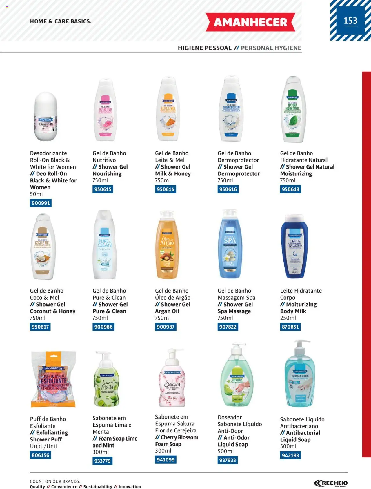 Recheio AS NOSSAS MARCAS │ válido de 19.12.2023 | Página: 153 | Produtos: Puff, Sabonete líquido, Desodorizante, Banho