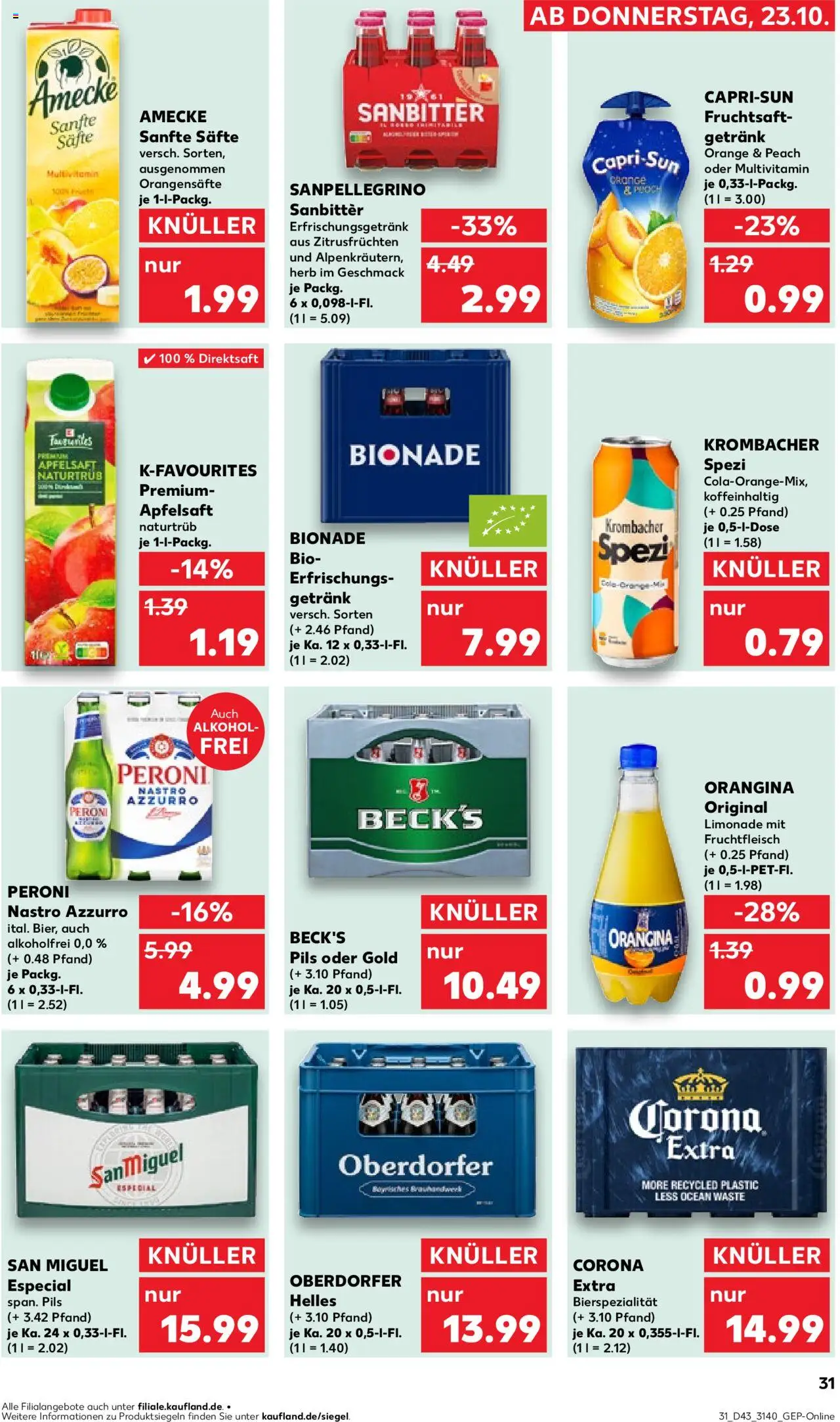 Kaufland prospekt Leipzig	 – gültig ab 23.10.2025 | Seite: 31 | Produkte: Pils, Apfelsaft, Apple, Krombacher