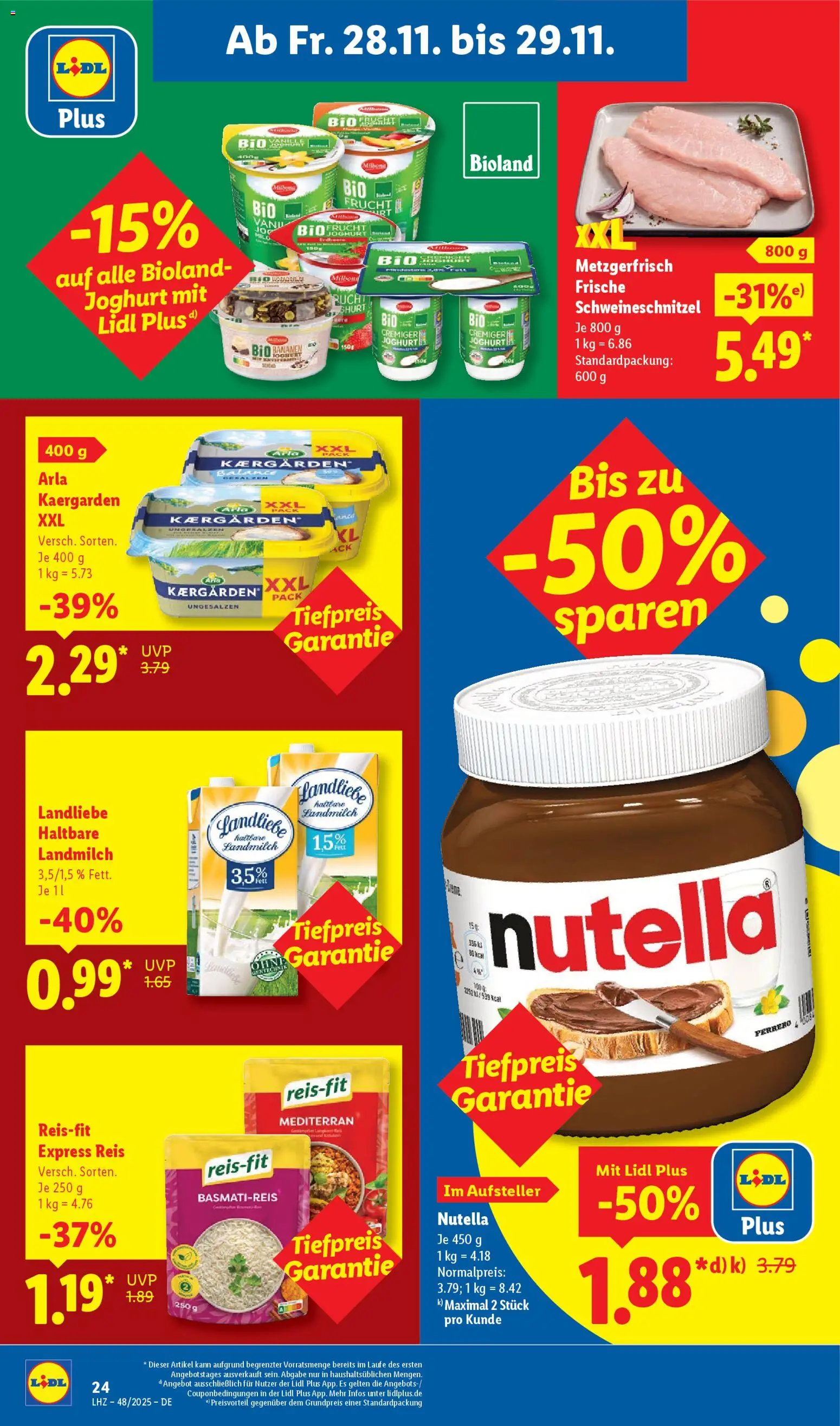 Lidl - Prospekt – gültig ab 24.11.2025 | Seite: 30 | Produkte: Joghurt, Bananen, Nutella, Reis