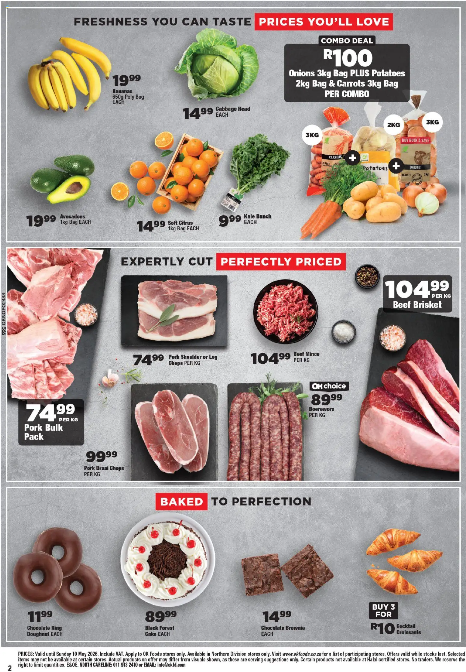 New OK Foods catalogue – valid from 24.04.2026 | Page: 2 | Products: Boerewors, Chocolate, Beef, Potatoes