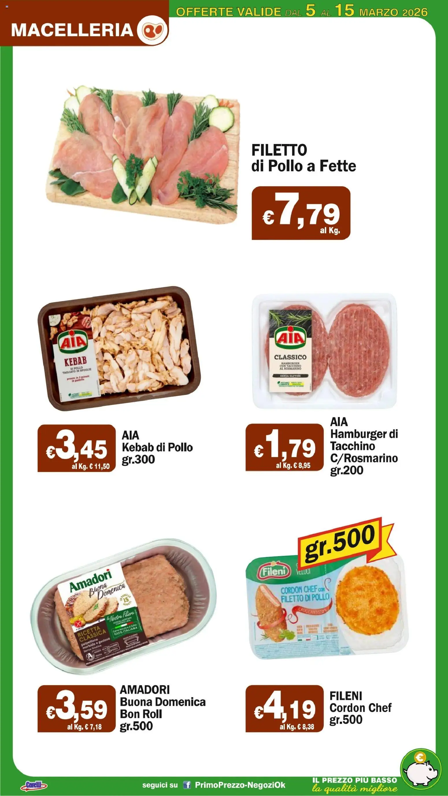 Volantino Primo Prezzo del 05.03.2026 | Pagina: 31 | Prodotti: Rosmarino, Pollo, Tacchino, Hamburger
