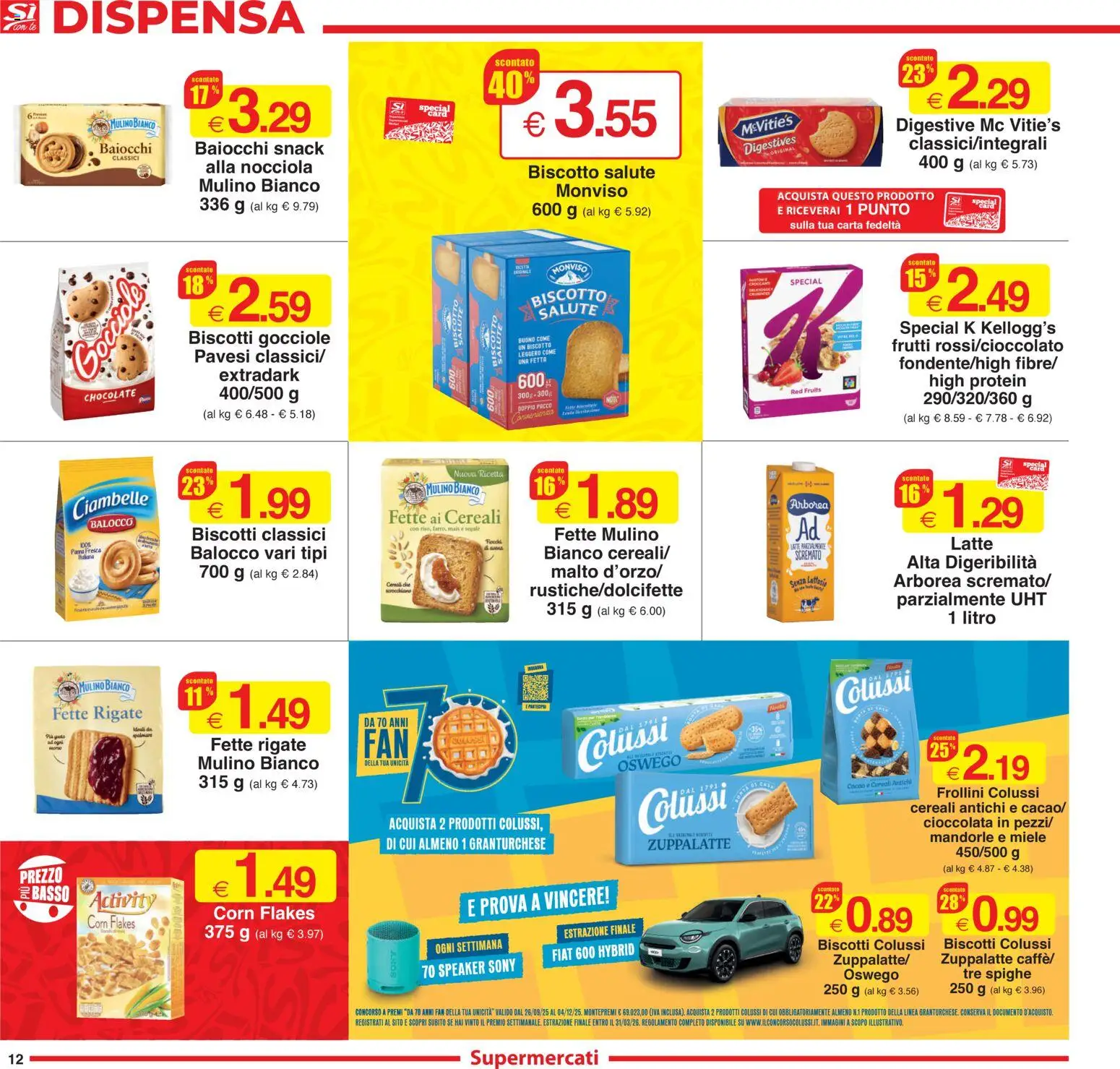 Volantino Sì con Te del 06.11.2025 | Pagina: 12 | Prodotti: Biscotti, Latte, Mandorle, Fan