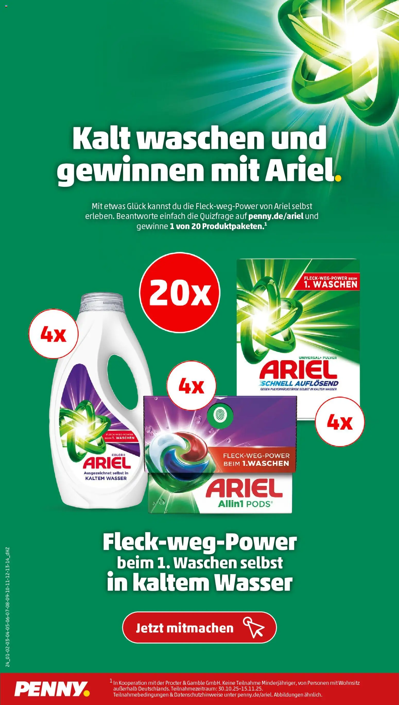 Penny Prospekt 	 – gültig ab 10.11.2025 | Seite: 22 | Produkte: Ariel, Wasser