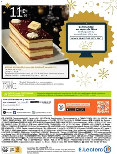 E.Leclerc - Prévisualisation de BÜCHE PÂTISSIÈRE MOUSSE PRALINÉ VANILLE(1)*, La pièce de 500 g valide à partir de 02.12.2025 | Page: 68 | Produits: Mousse, Store, Champagne, Bûche pâtissière