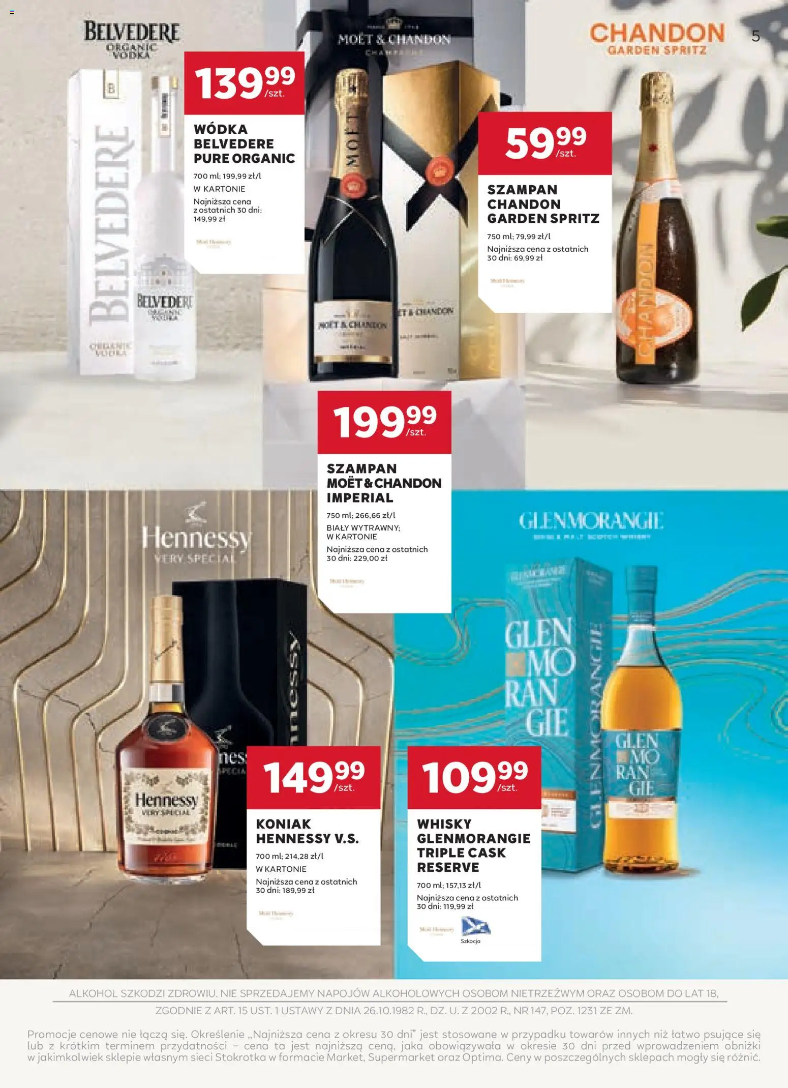 Stokrotka Gazetka - Oferta alkoholowa od 04.12.2025 | Strona: 5 | Produkty: Hennessy, Stokrotka, Moet, Wódka