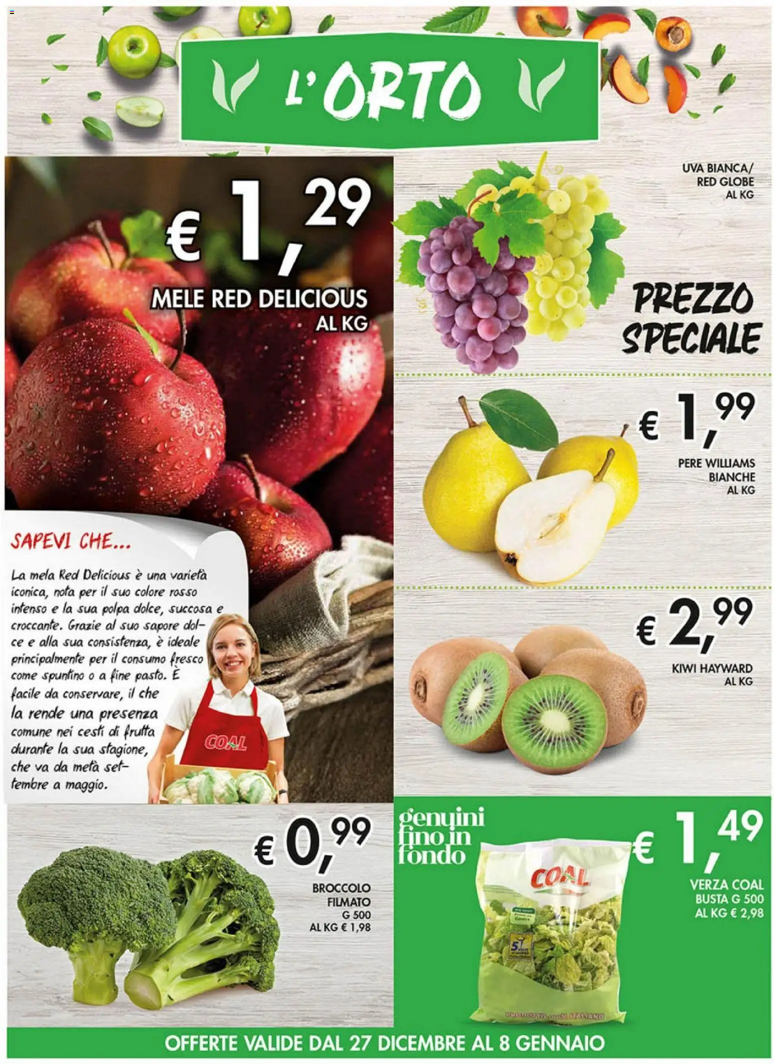 Volantino Coal del 27.12.2025 | Pagina: 2 | Prodotti: Mele, Kiwi, Frutta, Uva