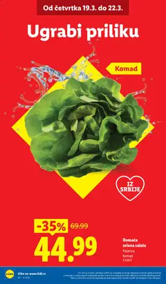 Domaća zelena salata, Puterica Komad - pregled Lidl kataloga - važi od 19.03.2026 | Strana: 2 | Proizvode: Salata