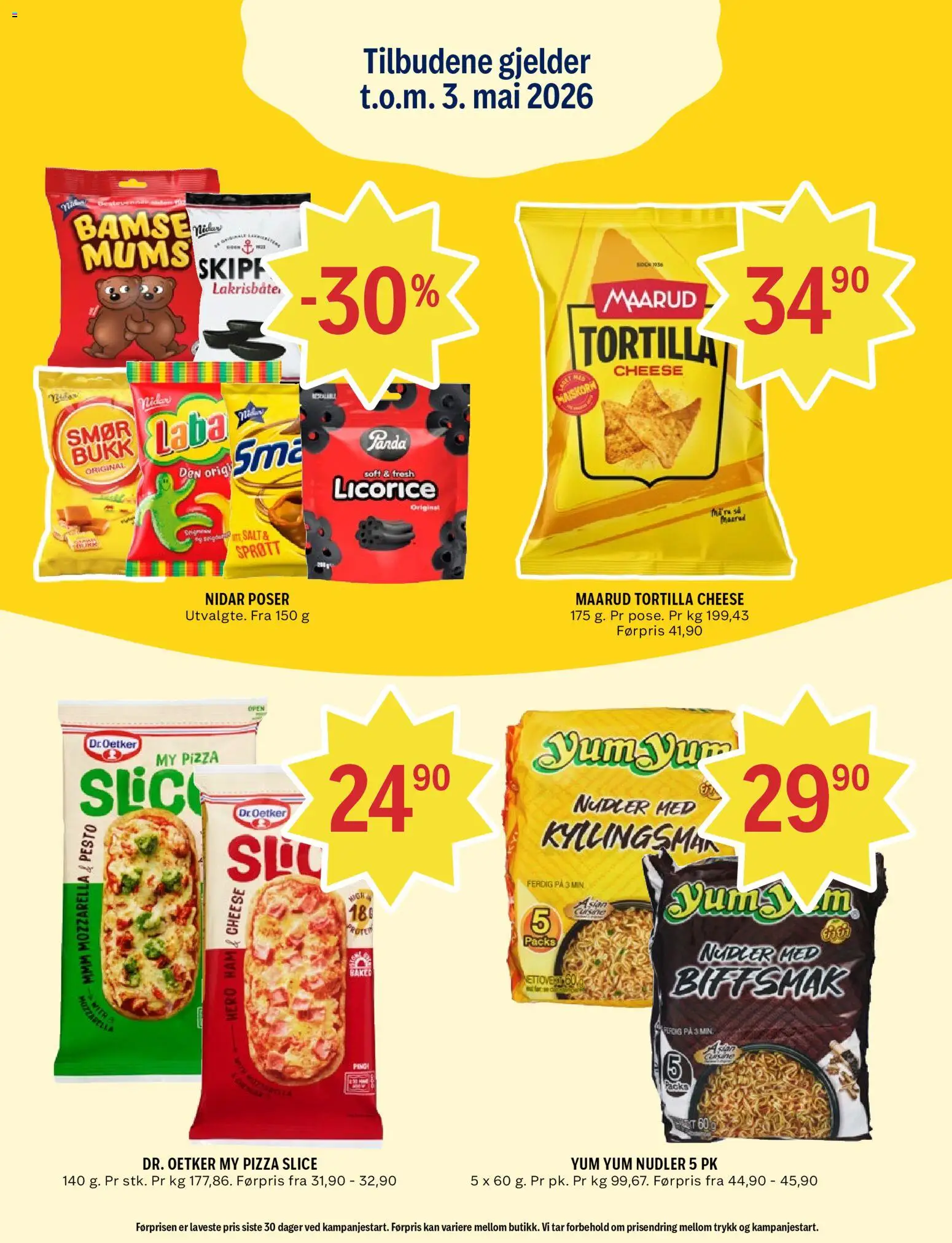 {H1} | Side: 10 | Produkter: Jordnødder, Pizza, Nudler, Mozzarella