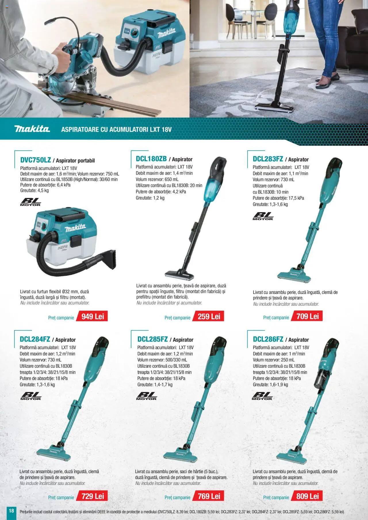 Noul catalog Makita – valabil de la 01.10.2025 | Pagină: 18 | Produse: Încărcător, Aspirator, Țeavă