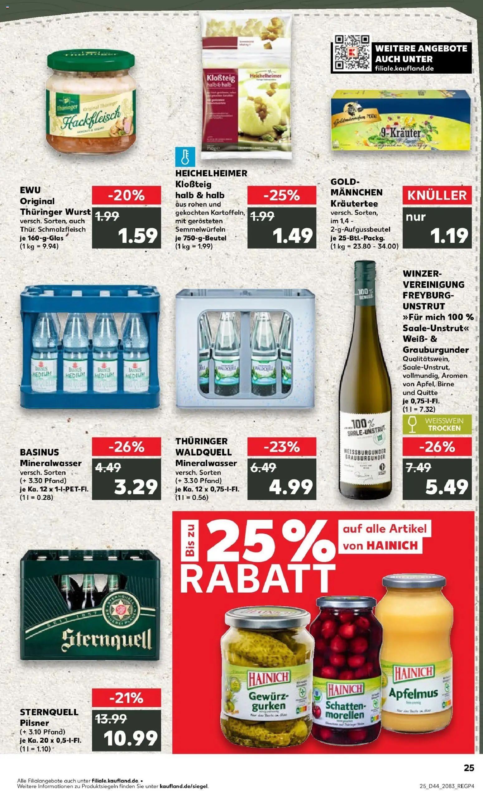 Kaufland prospekt Schleiz	 – gültig ab 30.10.2025 | Seite: 25 | Produkte: Mineralwasser, Birne, Gurken, Hackfleisch
