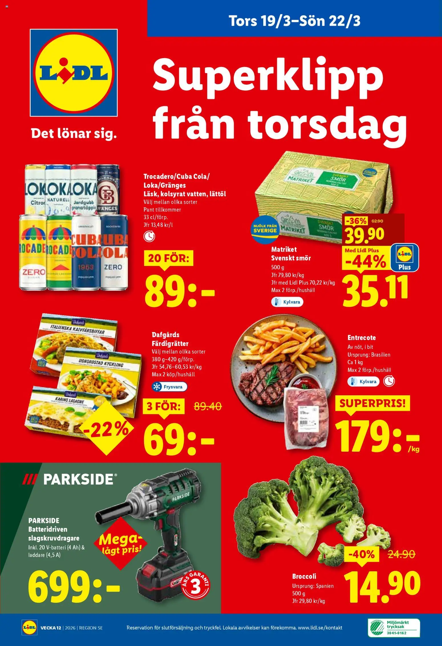 Lidl reklamblad aktuell från 16.03.2026 | Sida: 28 | Produkter: Entrecote, Mjölk, Smör, Broccoli