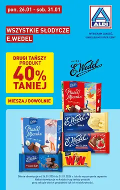 Pogląd oferty "Aldi Gazetka - Słodycze E.Wedel taniej" - ważna od 26.01.2026