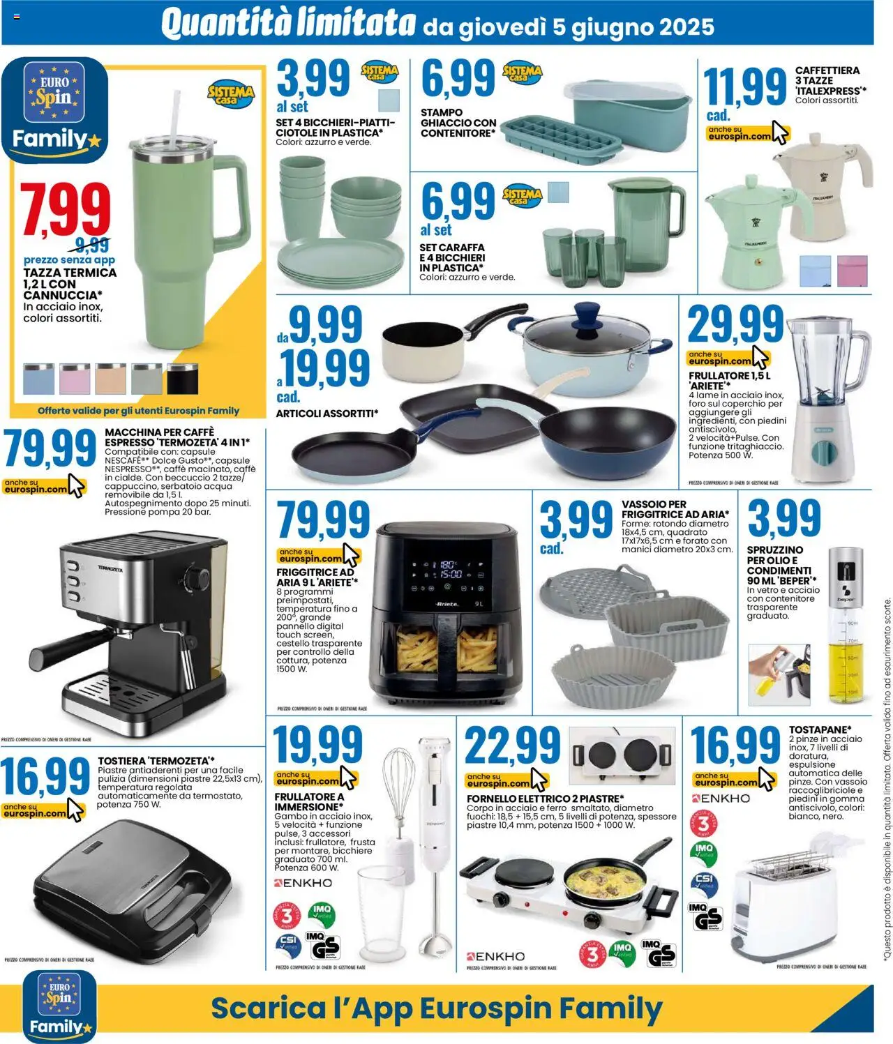 Volantino Eurospin del 05.06.2025 | Pagina: 14 | Prodotti: Friggitrice ad aria, Acqua, Vassoio, Fornello