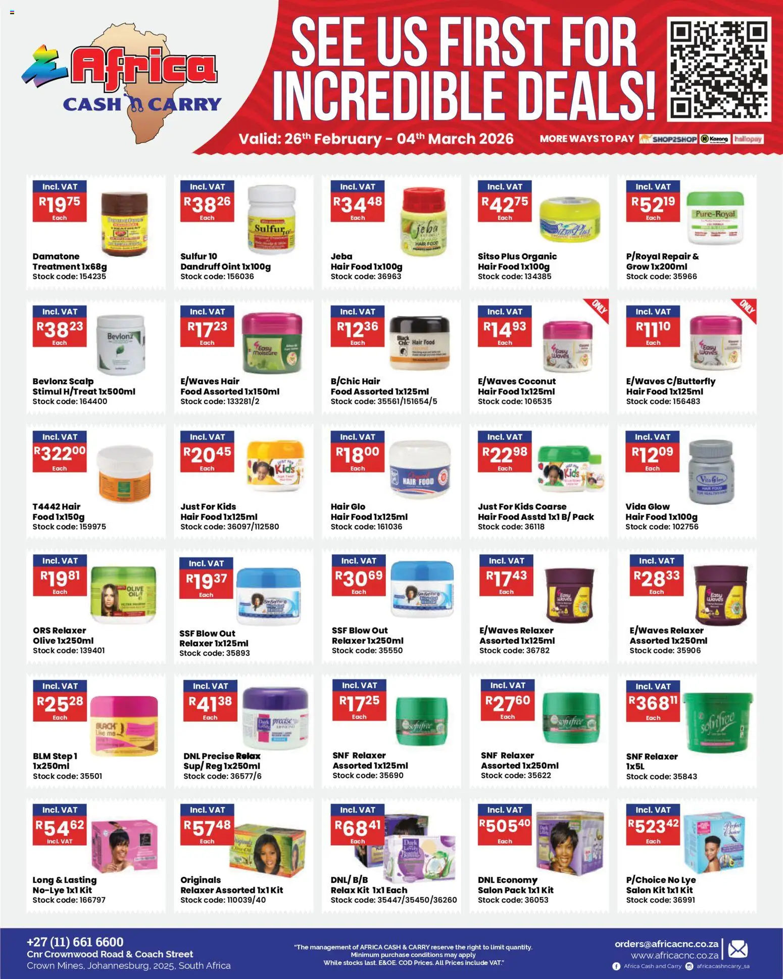 New Africa Cash & Carry catalogue – valid from 26.02.2026 | Page: 3 | Products: Stock, Relaxer