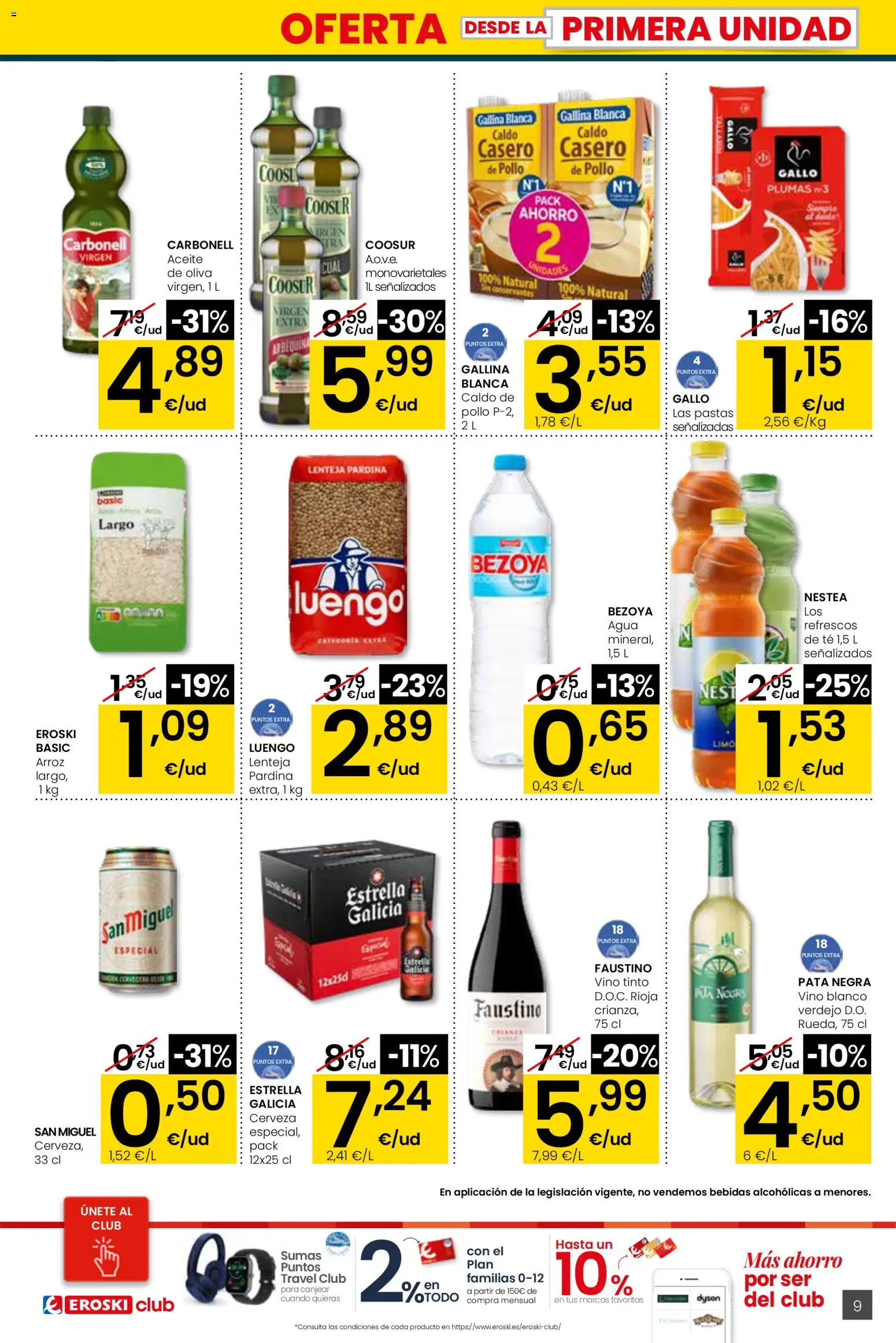 Eroski -  siempre a buen precio City │ válido desde el 29.01.2026 | Página: 9 | Productos: Vino, Cerveza, Arroz, Té