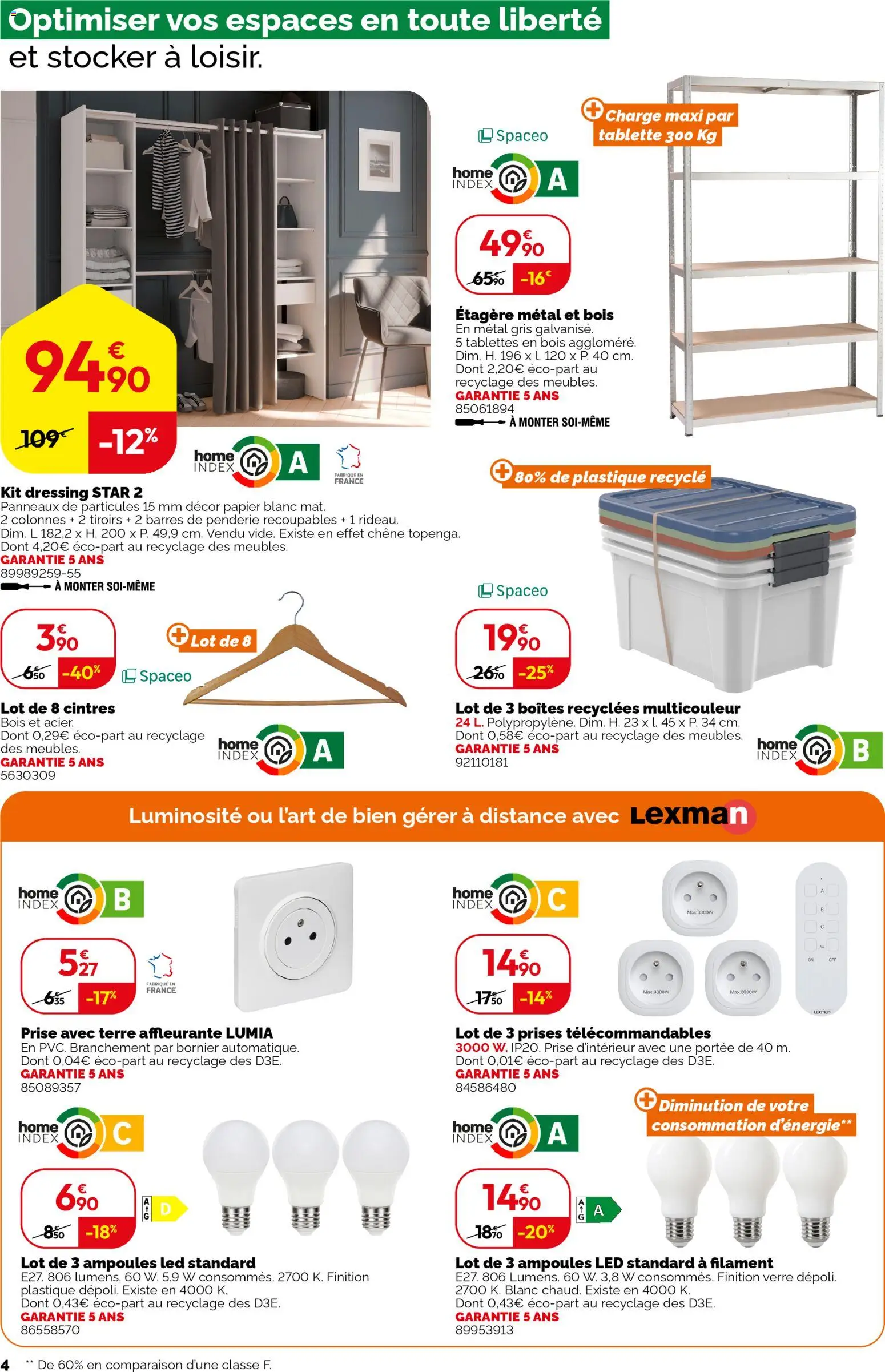 {H1} | Page: 4 | Produits: Tablette, Prises, Prise, Tiroirs