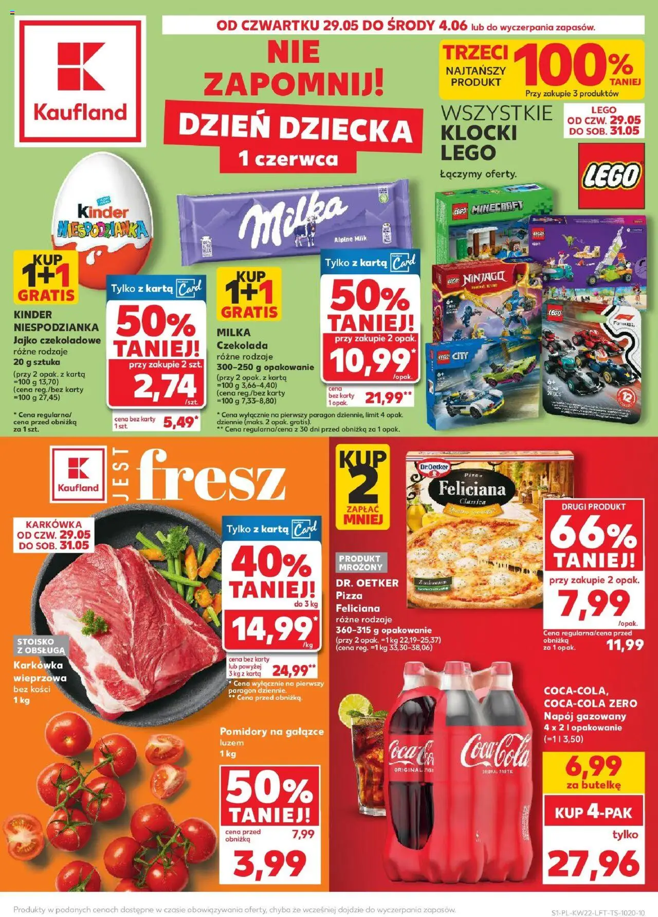 Kaufland gazetka od 29.05.2025 | Strona: 1 | Produkty: Karkówka wieprzowa, Lego, Klocki Lego, Kinder jajko