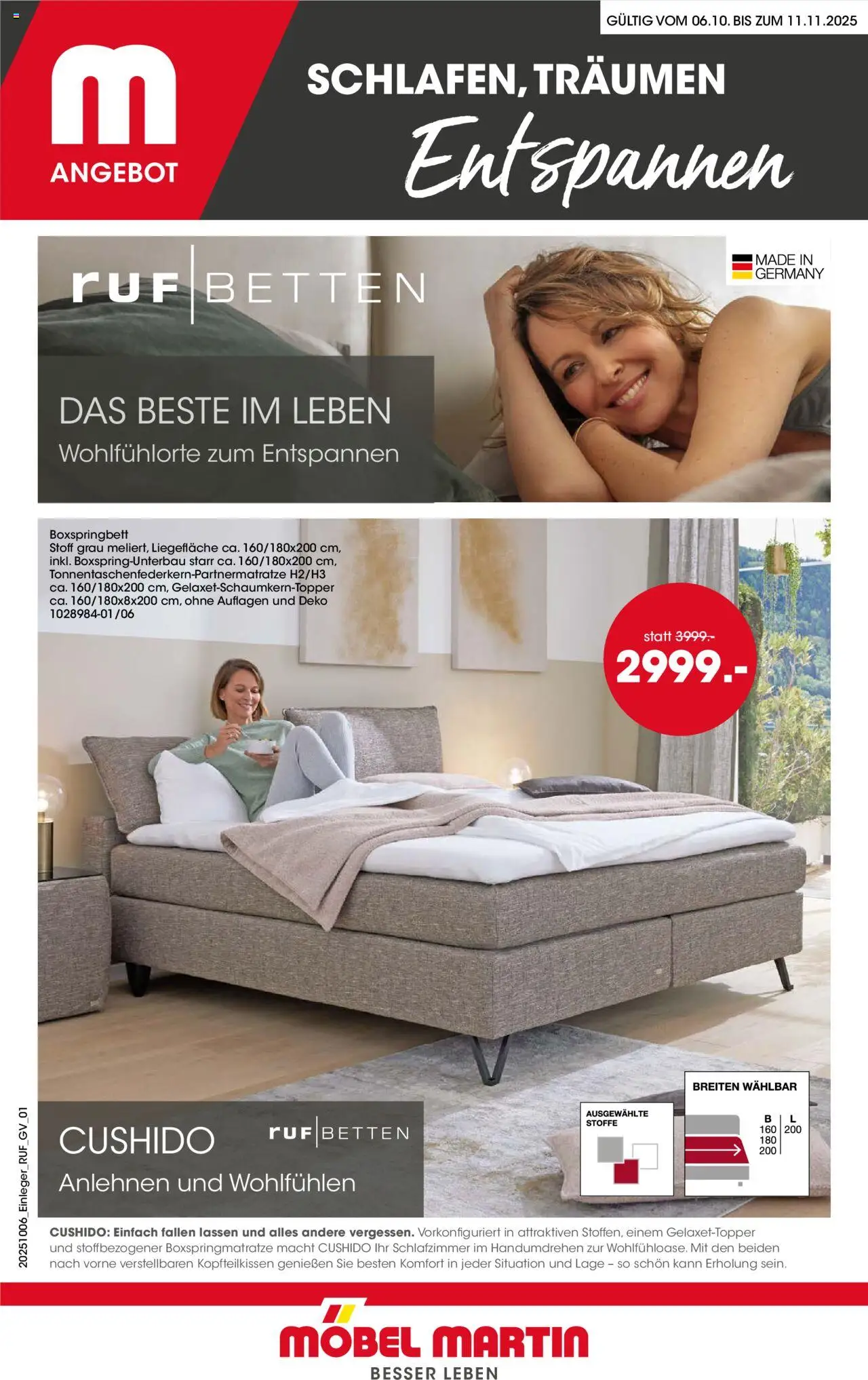 Möbel Martin Prospekt 	 – gültig ab 06.10.2025 | Seite: 1 | Produkte: Boxspringbett