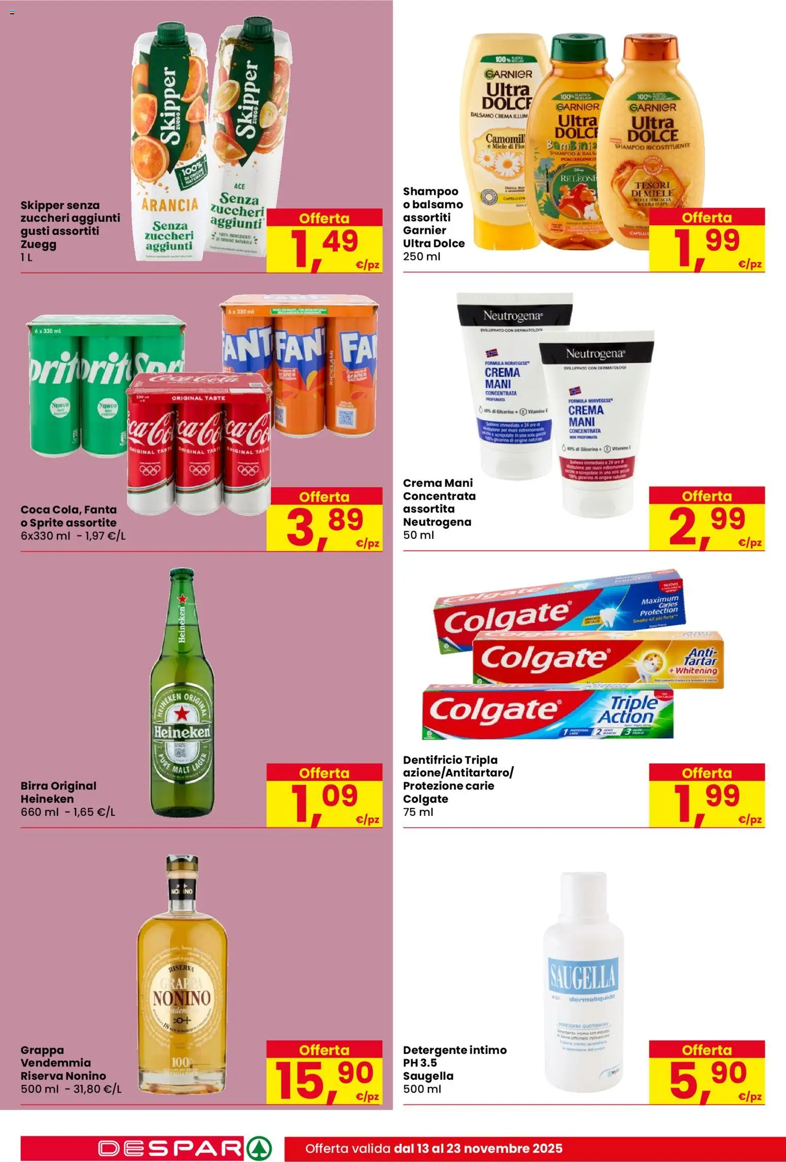 Volantino Despar del 13.11.2025 | Pagina: 18 | Prodotti: Crema, Birra, Fanta, Arancia