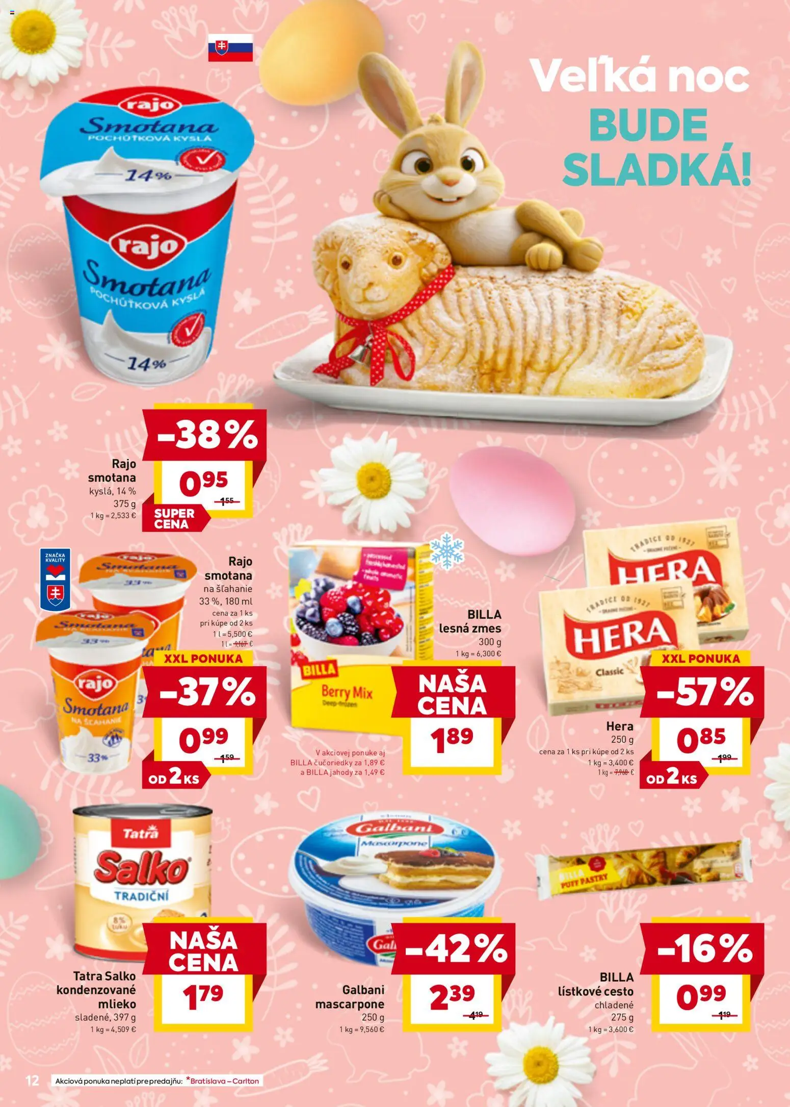 Nové Billa akcie – leták je platný od 30.03.2026 | Strana: 16 | Produkty: Lístkové cesto, Jahody, Mascarpone, Hera