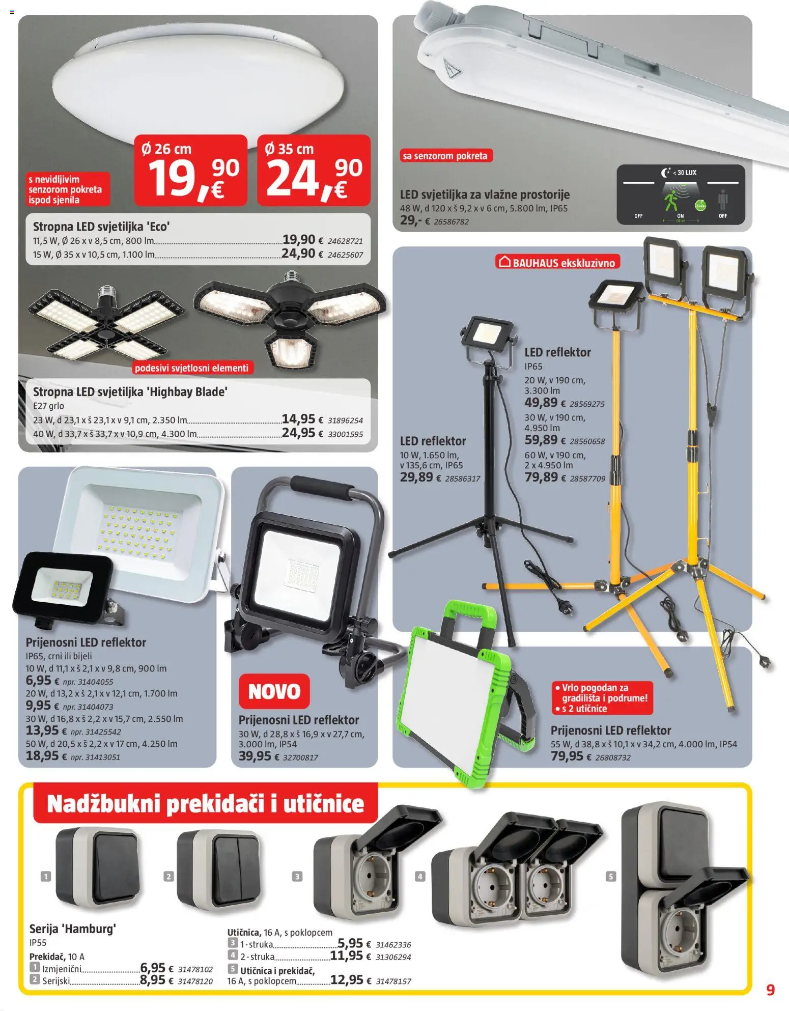 Bauhaus katalog | vrijedi od 01.01.2026 | Stranica: 9 | Proizvodi: Utičnica, Svjetiljka, Reflektor