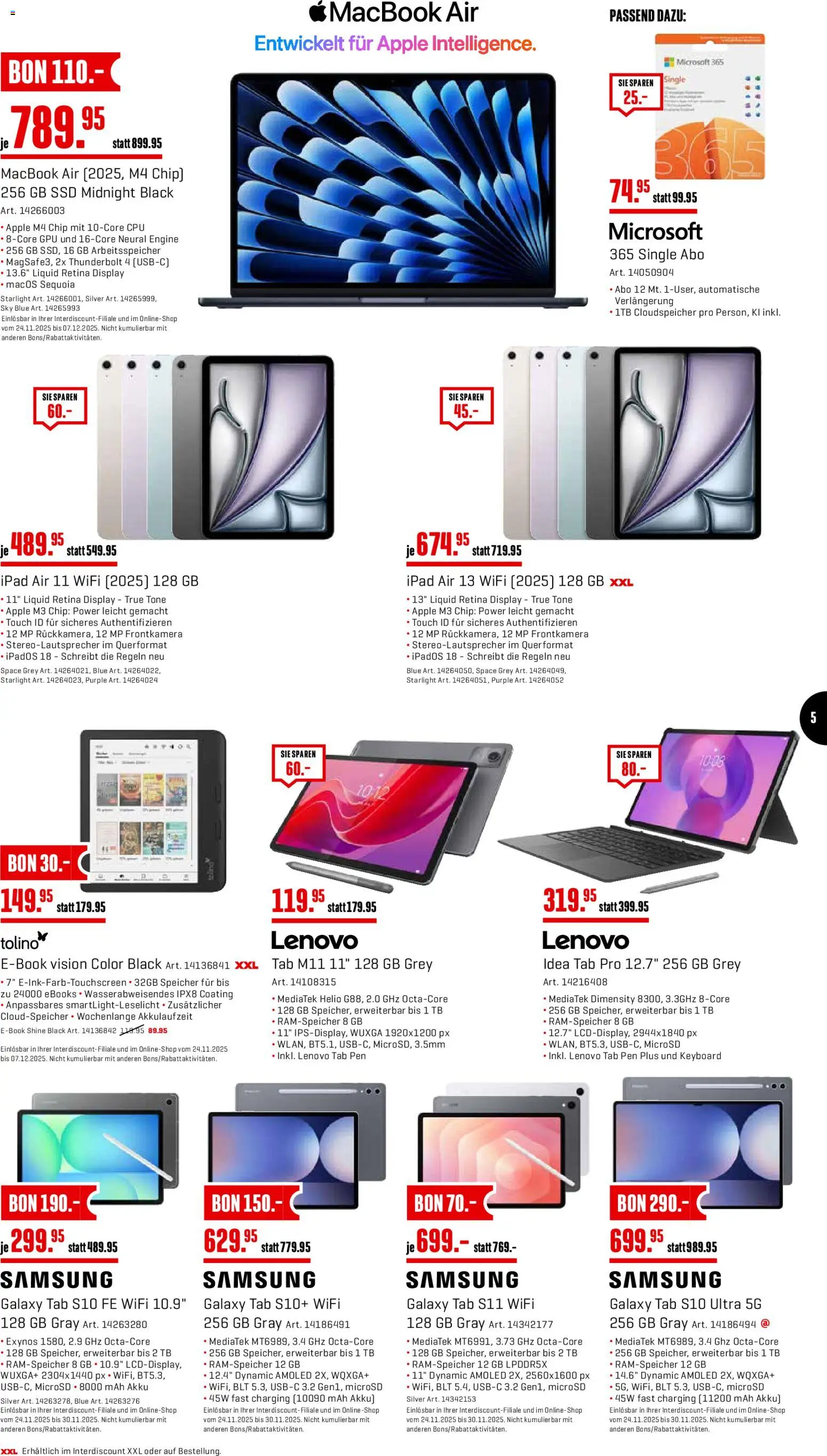 Interdiscount - Black Friday – gültig ab 24.11.2025 | Seite: 5 | Produkte: Apple, Macbook, Ipad, Lenovo