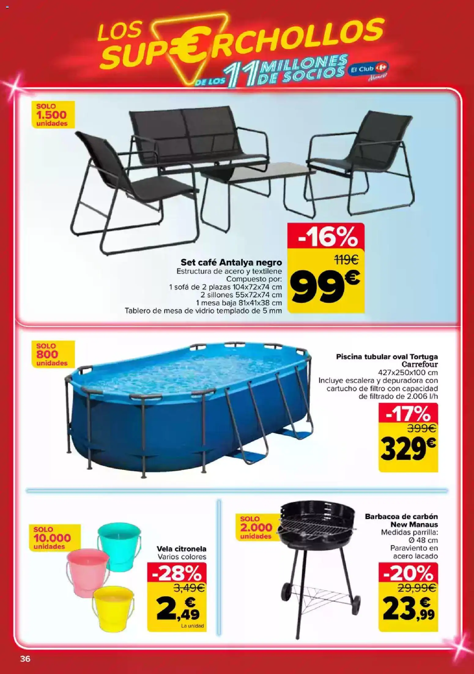 Carrefour Super chollos │ válido desde el 23.04.2026 | Página: 36 | Productos: Café, Barbacoa, Parrilla, Sofá
