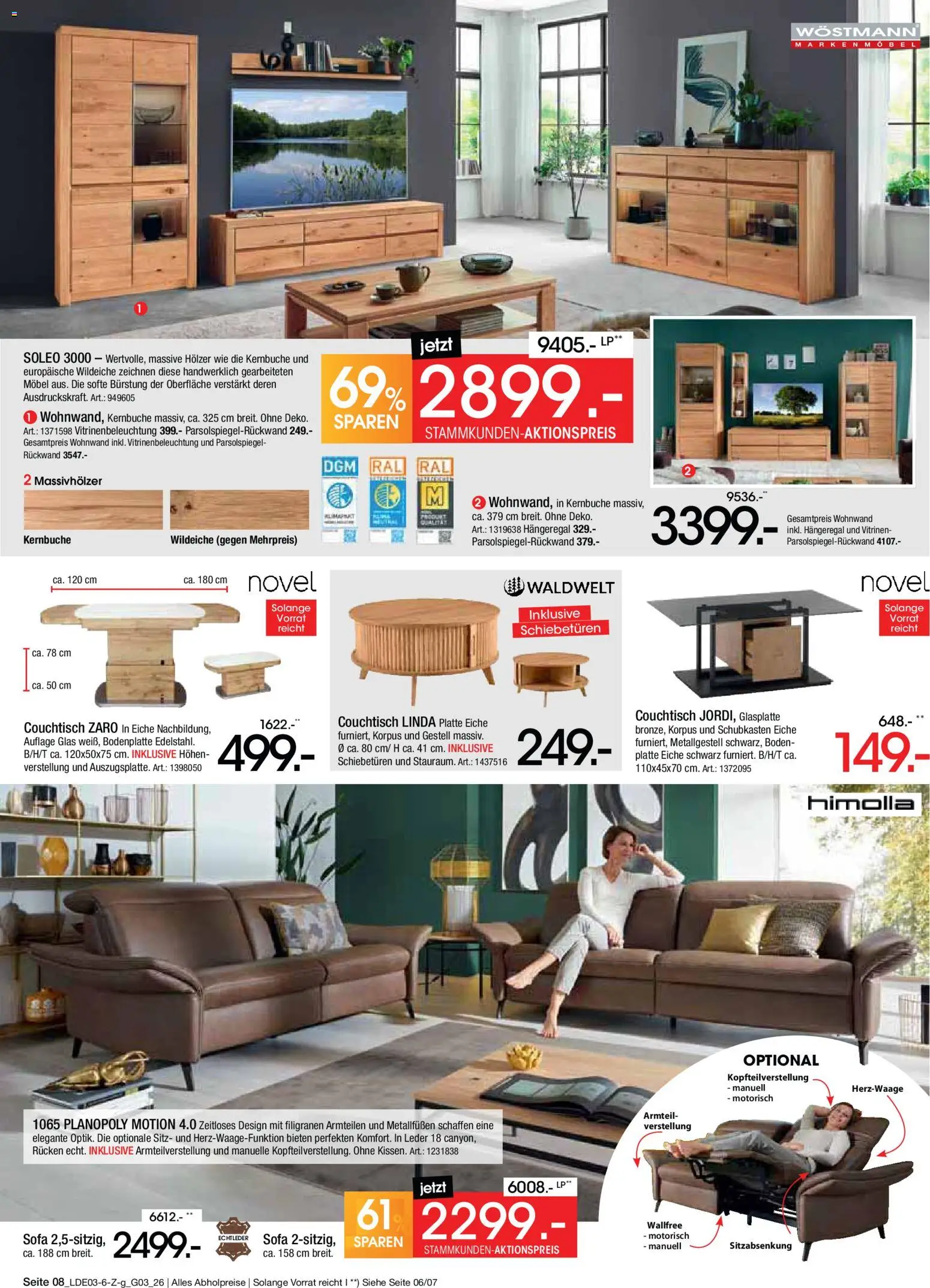 Zurbrüggen Bonus Sonder-Tage – gültig ab 15.03.2026 | Seite: 8 | Produkte: Wohnwand, Sofa, Couchtisch