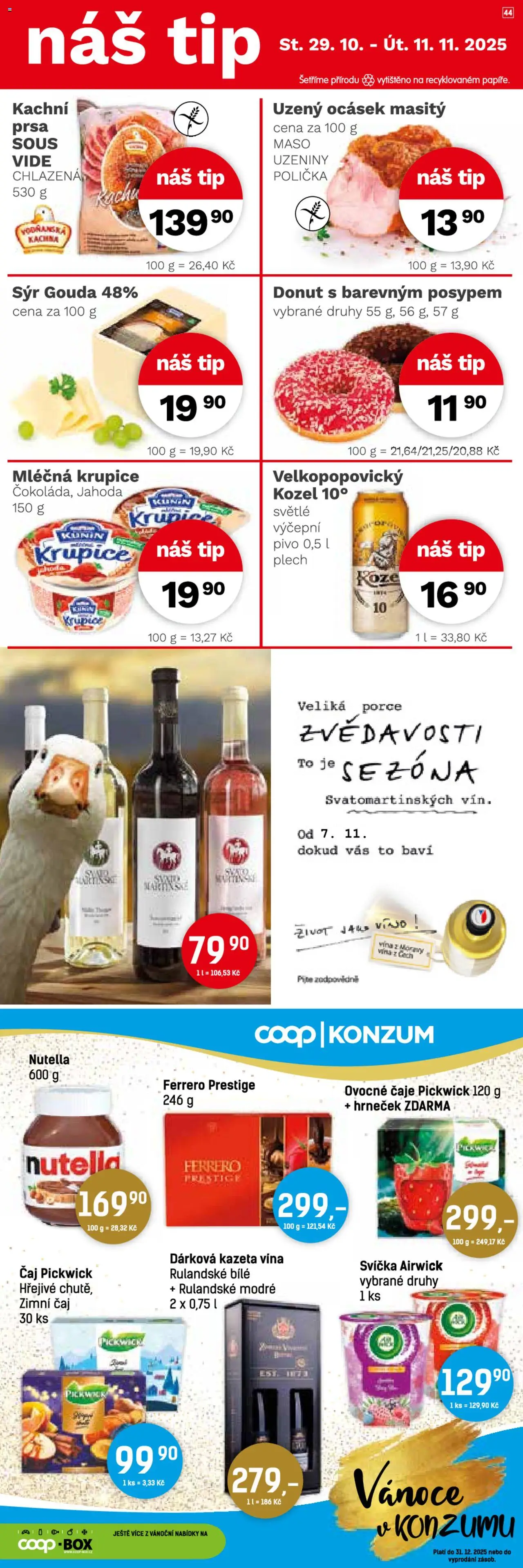 Konzum leták od 29.10.2025 | Strana: 4 | Produkty: Polička, Pivo, Uzeniny, Kachna