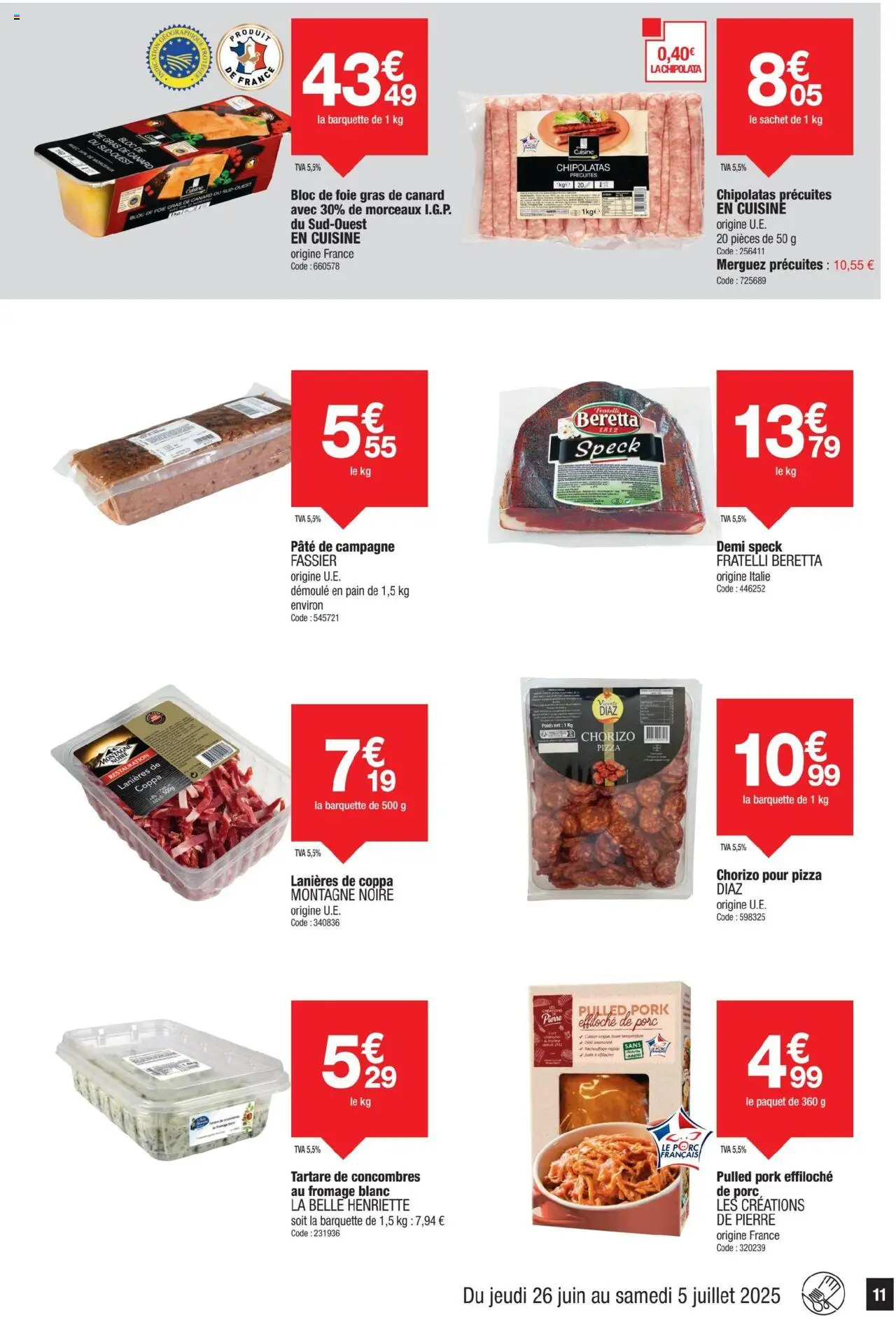  | Page: 11 | Produits: Poids, Pain, Pizza, Porc