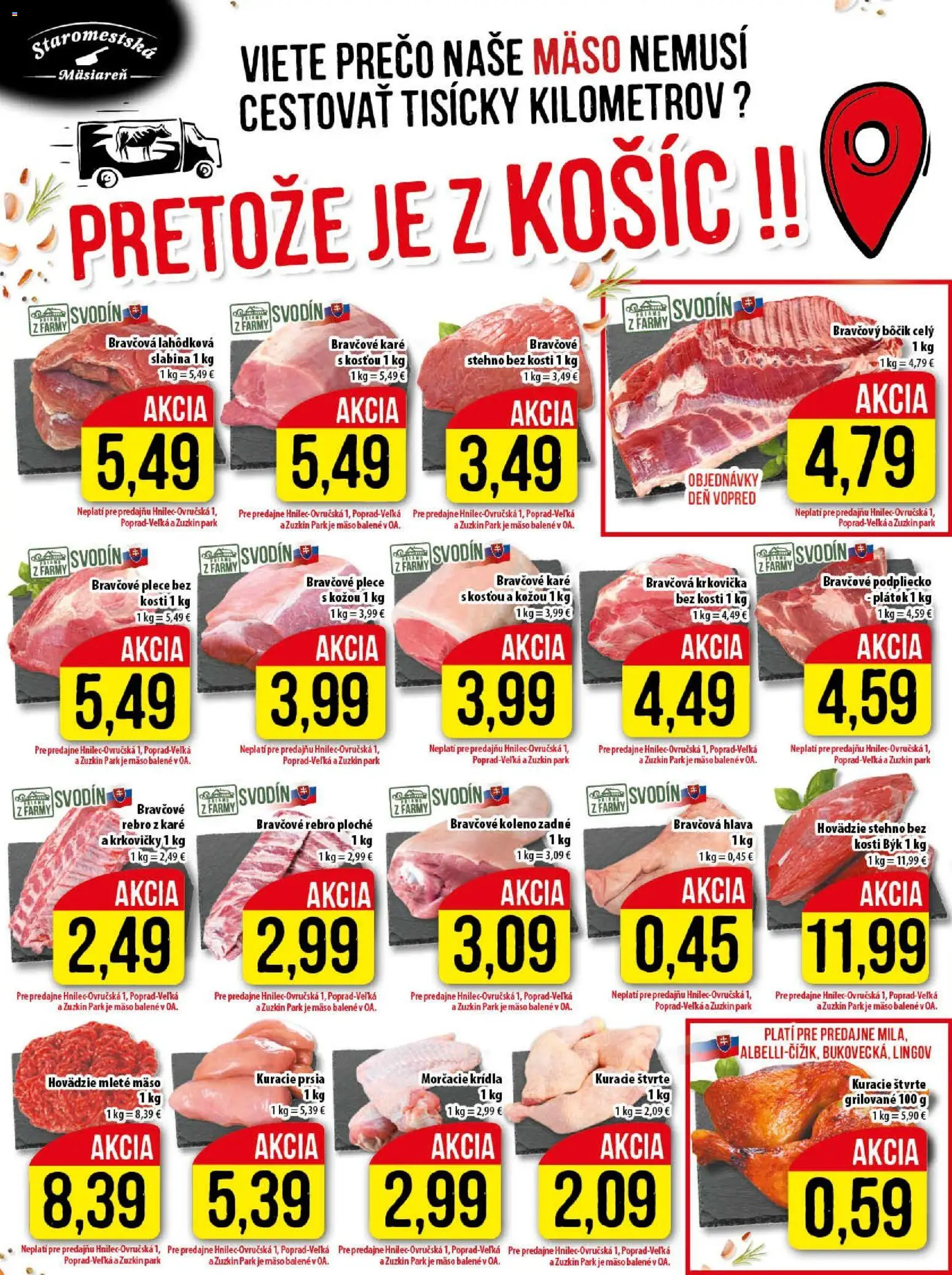 Nové Klas akcie – leták je platný od 09.03.2026 | Strana: 4 | Produkty: Bravčové plece, Bravčový bôčik, Kuracie prsia, Mleté mäso