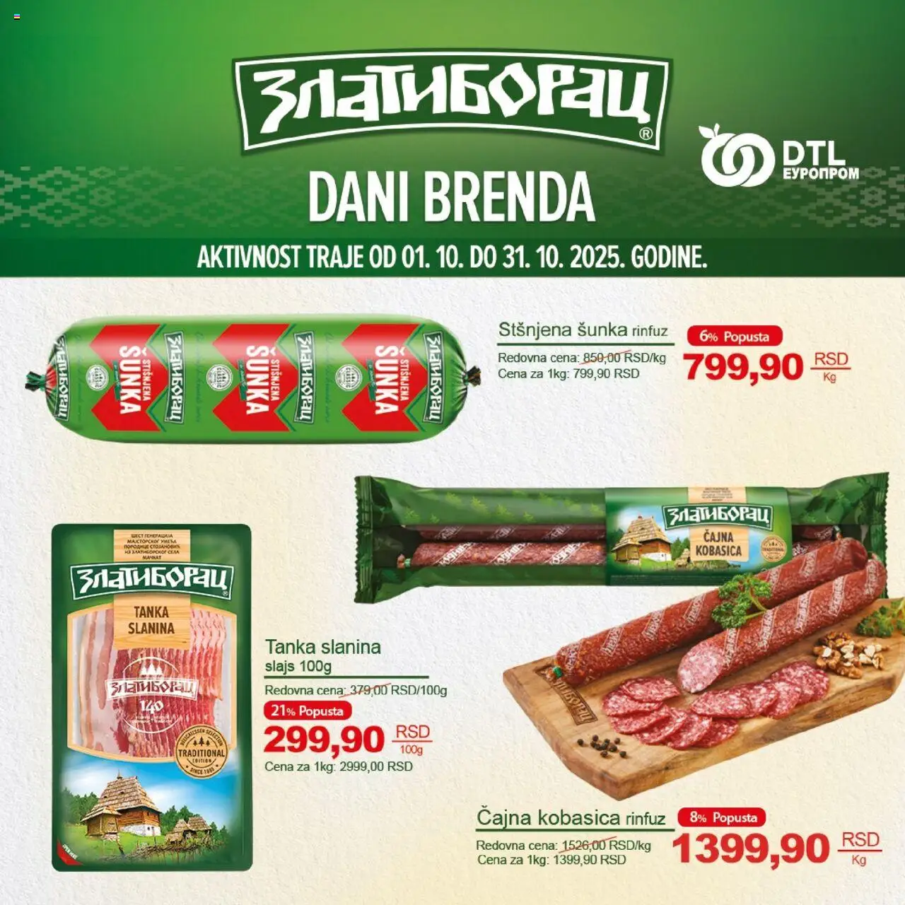 Europrom katalog - važi od 01.10.2025 | Strana: 1 | Proizvode: Šunka, Slanina, Kobasica