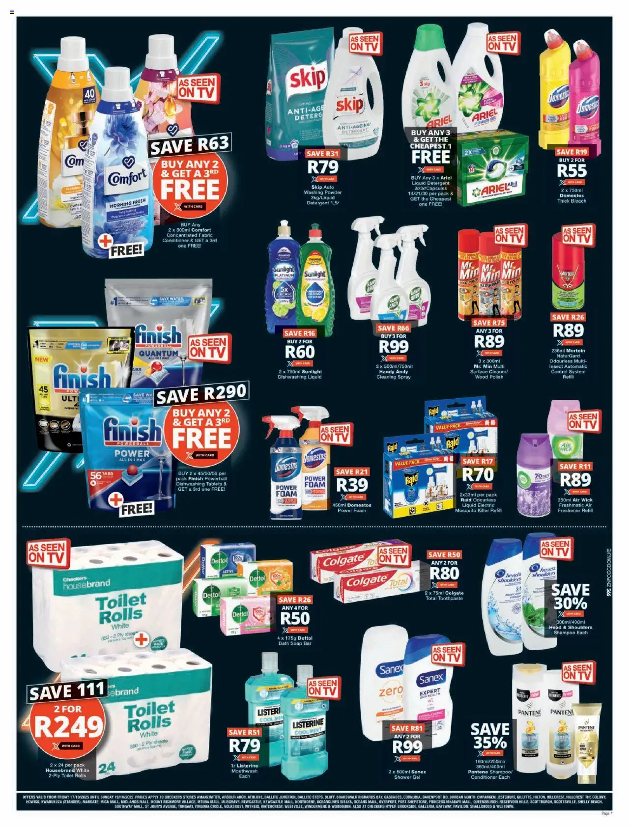 New Checkers catalogue – valid from 17.10.2025 | Page: 7 | Products: Bleach, Shampoo, Foam, Dishwashing liquid