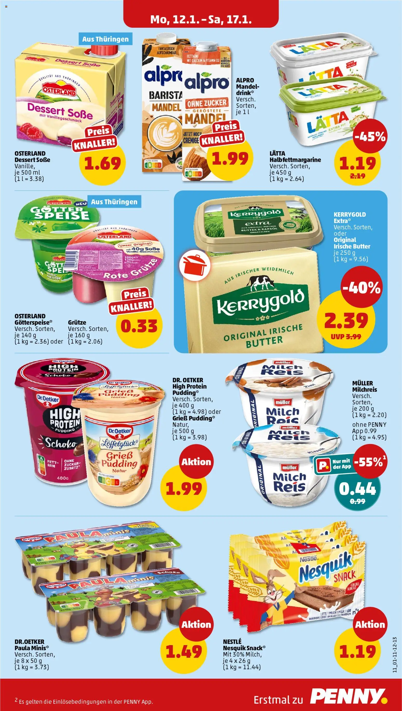 Penny Prospekt 	 – gültig ab 12.01.2026 | Seite: 13 | Produkte: Pudding, Zucker, Lätta, Reis