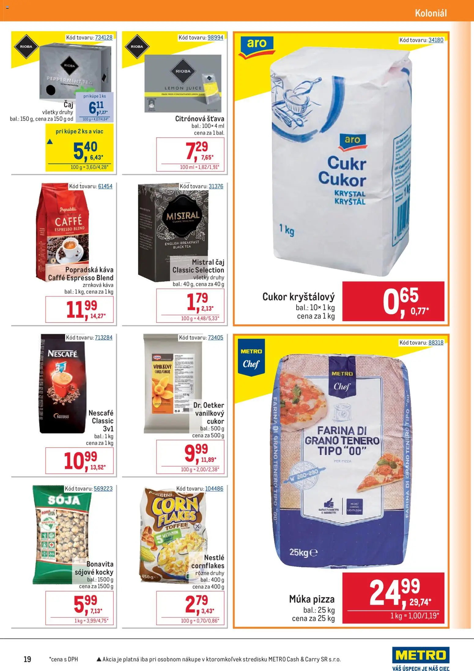 Nové Metro akcie – leták je platný od 28.01.2026 | Strana: 19 | Produkty: Káva, Pizza, Múka, Zrnková káva
