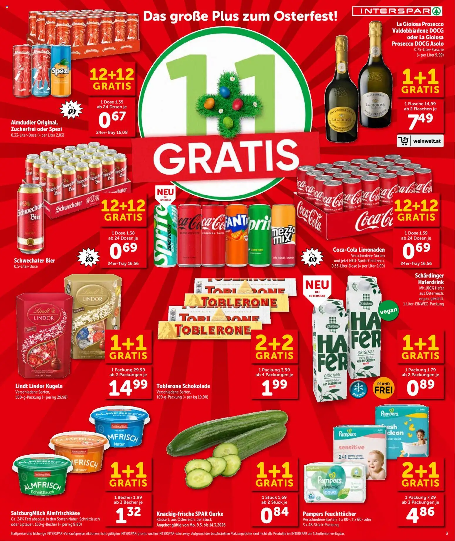 Interspar Flugblatt - Salzburg gültig ab 12.03.2026 | Seite: 3 | Produkte: Pampers, Schokolade, Bier