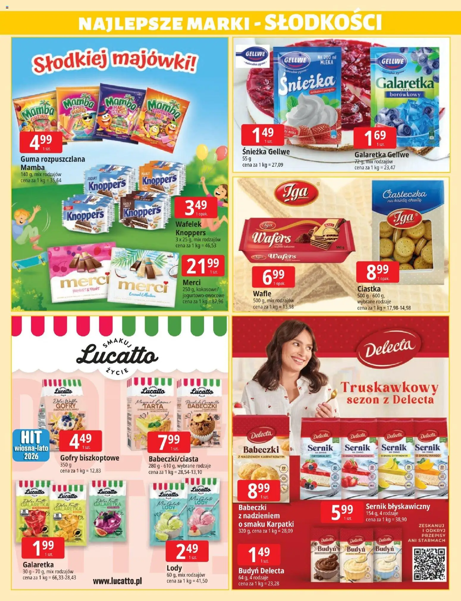 E.Leclerc gazetka - Zielona Góra od 28.04.2026 | Strona: 13 | Produkty: Knoppers, Galaretka, Babeczki, Lody