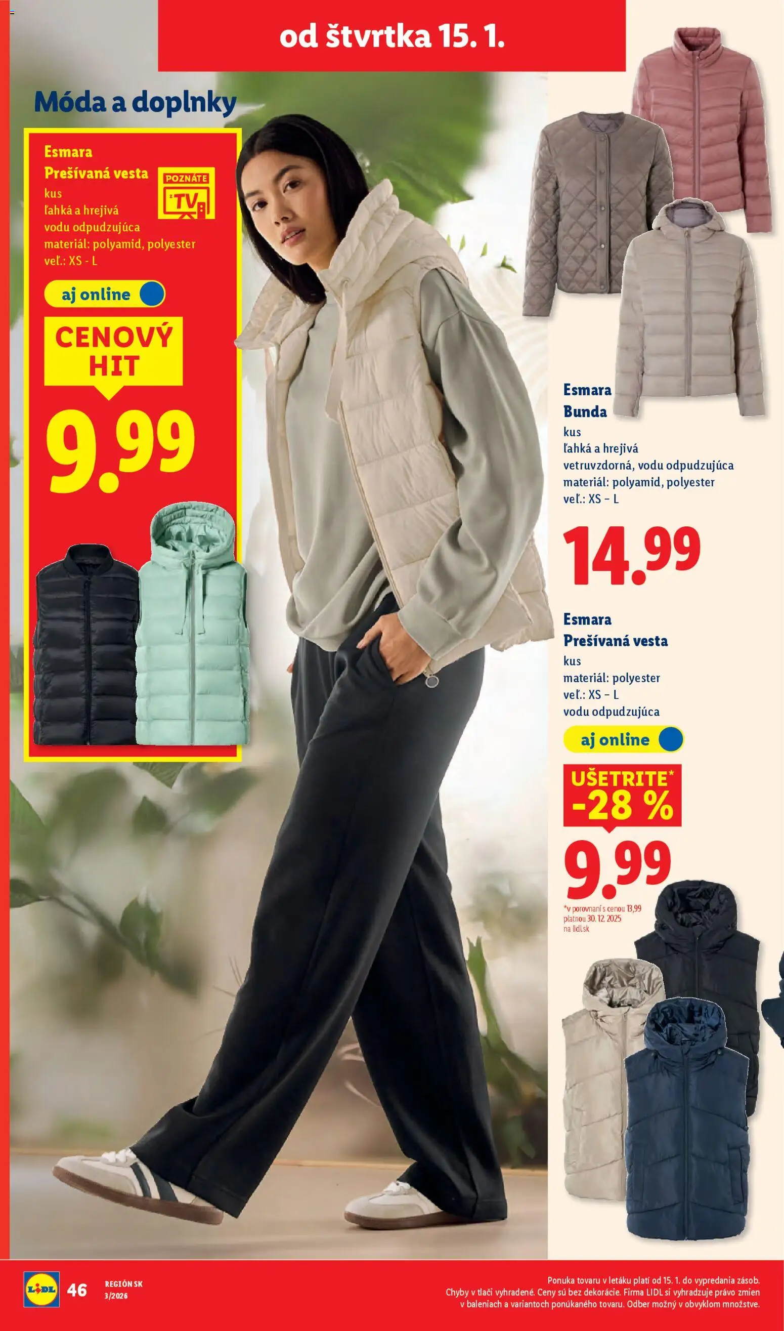 Nové Lidl akcie – leták je platný od 15.01.2026 | Strana: 26 | Produkty: Vesta, Bunda