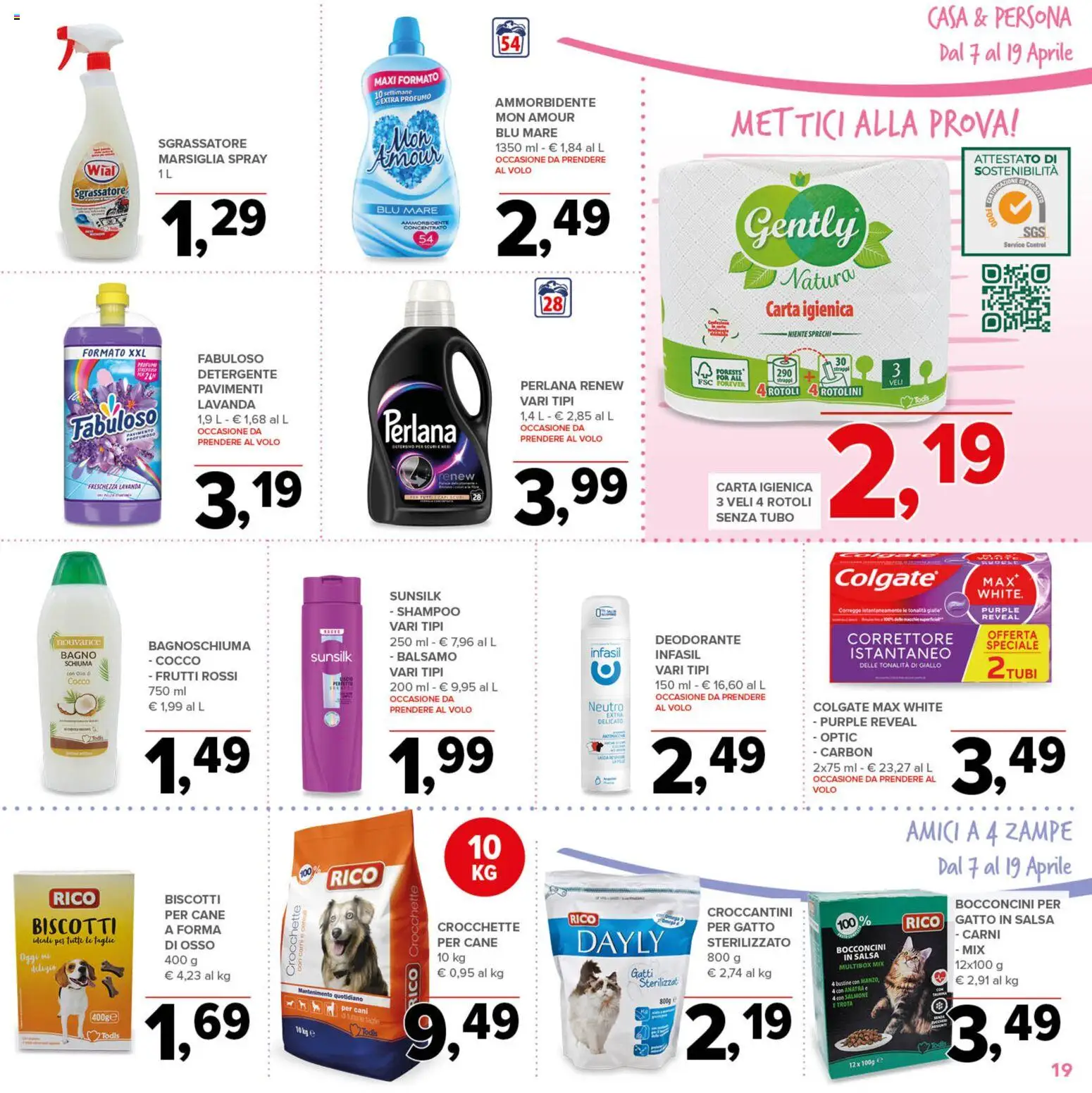 Volantino Todis del 07.04.2026 | Pagina: 19 | Prodotti: Carta igienica, Biscotti, Tubo, Crocchette
