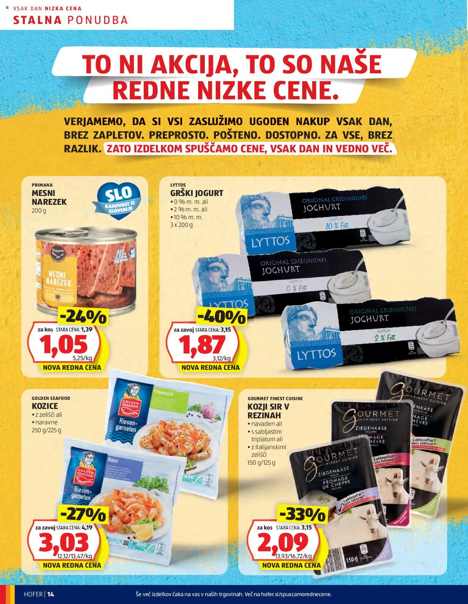 Novi Hofer katalog ponudbe – veljaven od 20.11.2025 | Stran: 14 | Izdelki: Grški jogurt, Kozice, Kos, Sir