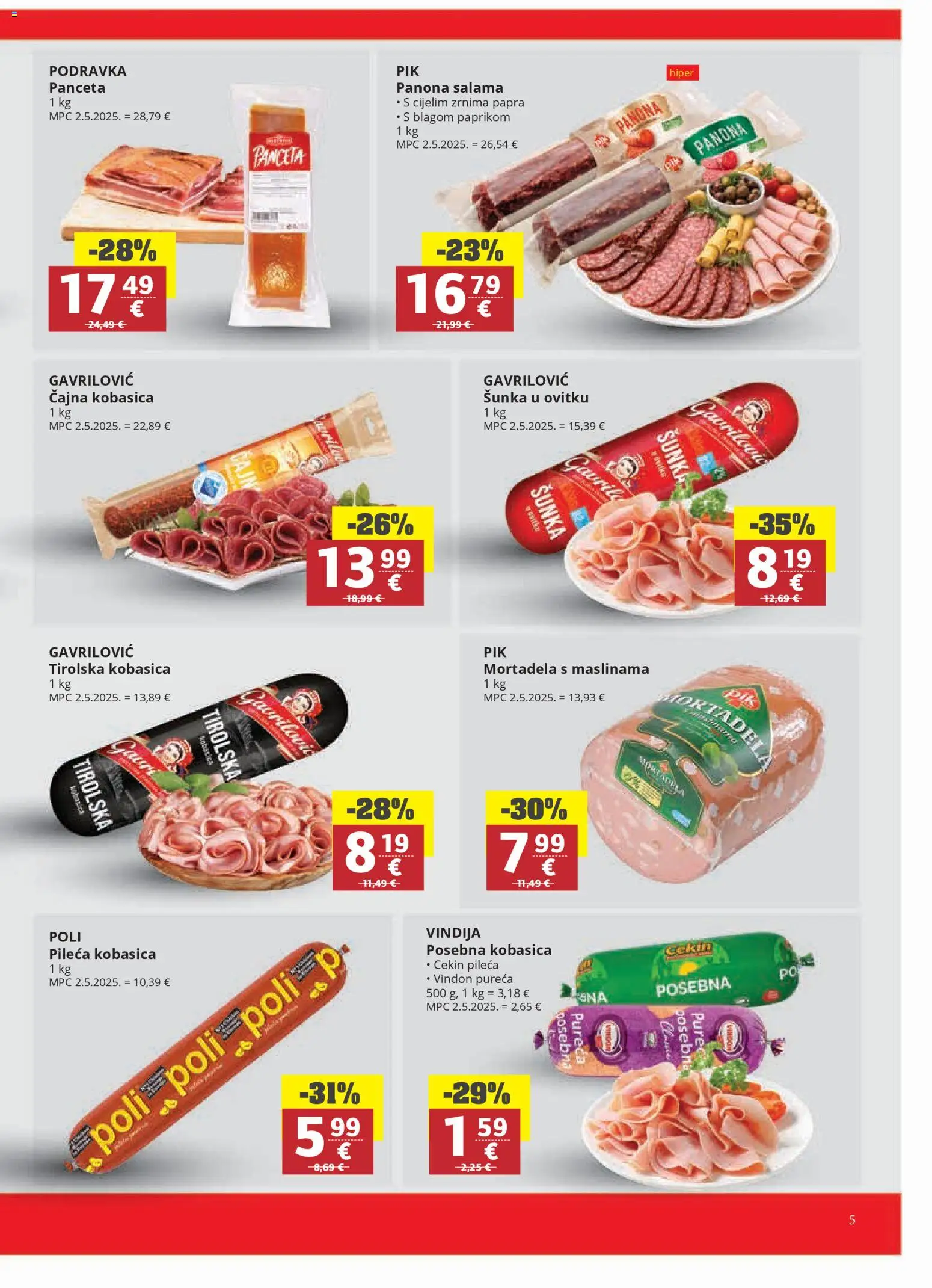 Ribola katalog | vrijedi od 04.03.2026 | Stranica: 5 | Proizvodi: Vindija, Salama, Mortadela, Kobasica
