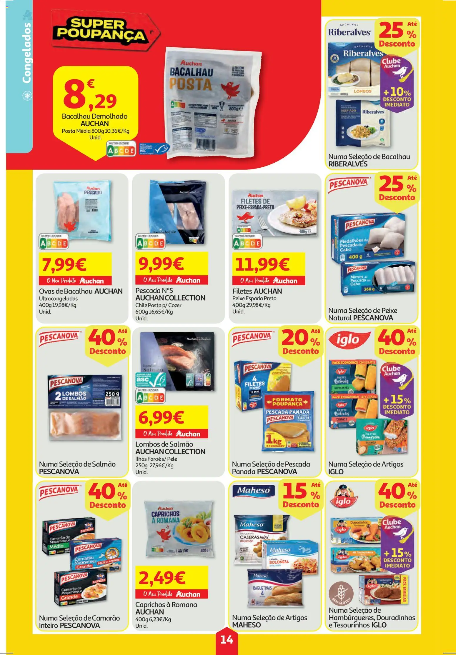 Auchan folheto │ válido de 27.11.2025 | Página: 14 | Produtos: Forno, Pescada do cabo, Salmão, Tomate