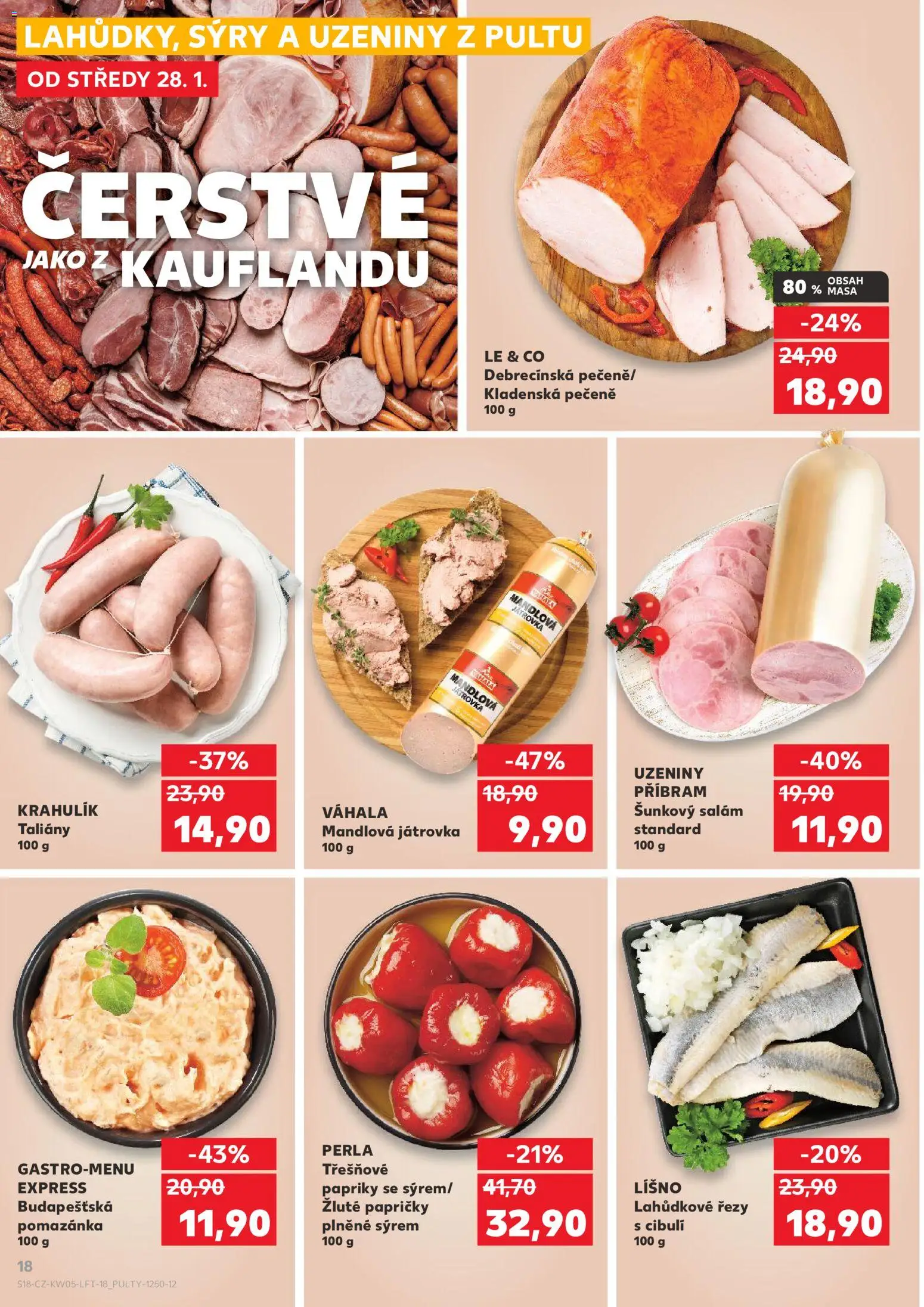Kaufland leták - Liberec od 28.01.2026 | Strana: 18 | Produkty: Salám, Šunkový salám, Pomazánka, Perla