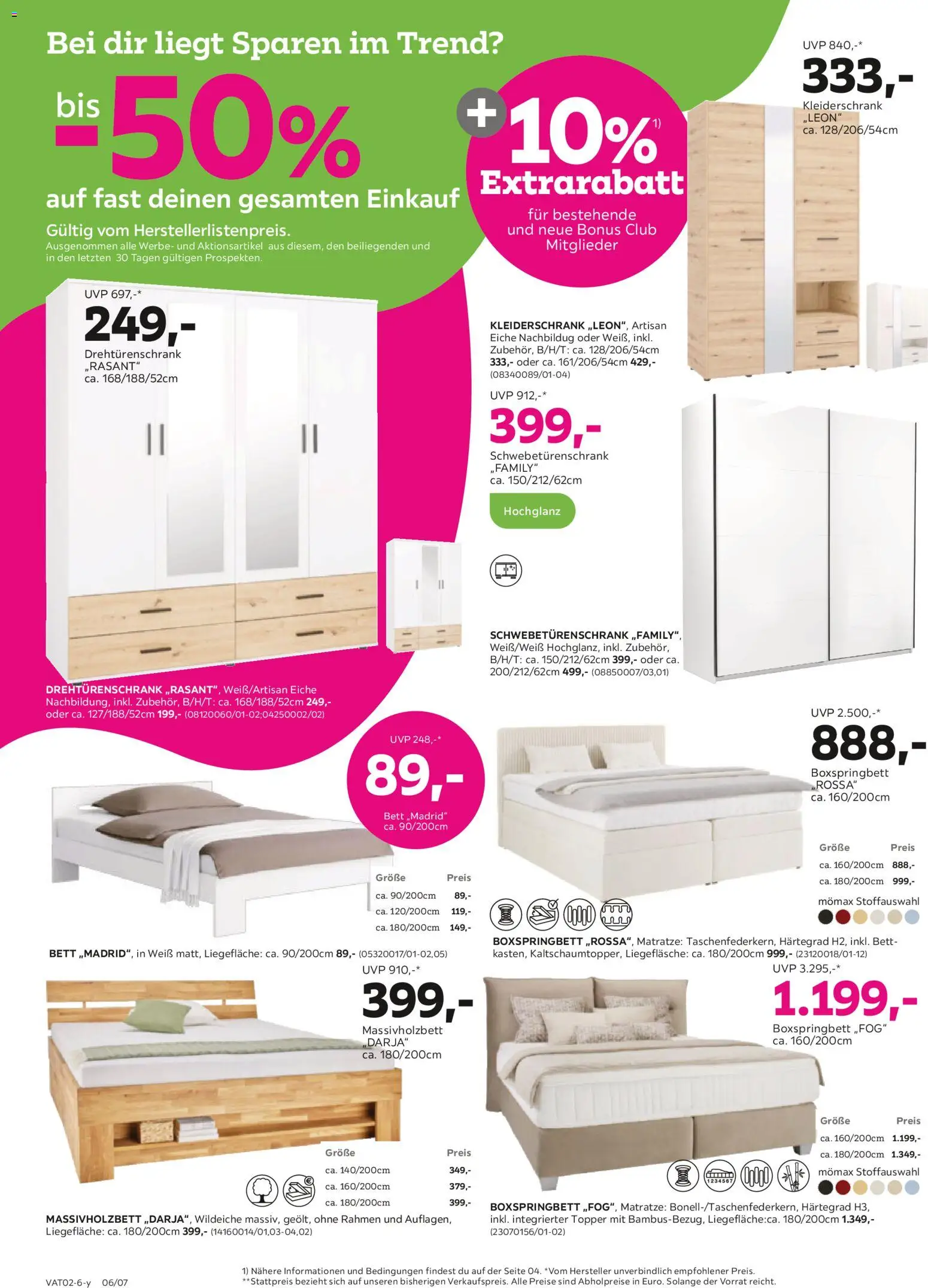 Mömax Prospekt aktuell gültig ab 10.02.2026 | Seite: 6 | Produkte: Bett, Matratze, Kleiderschrank