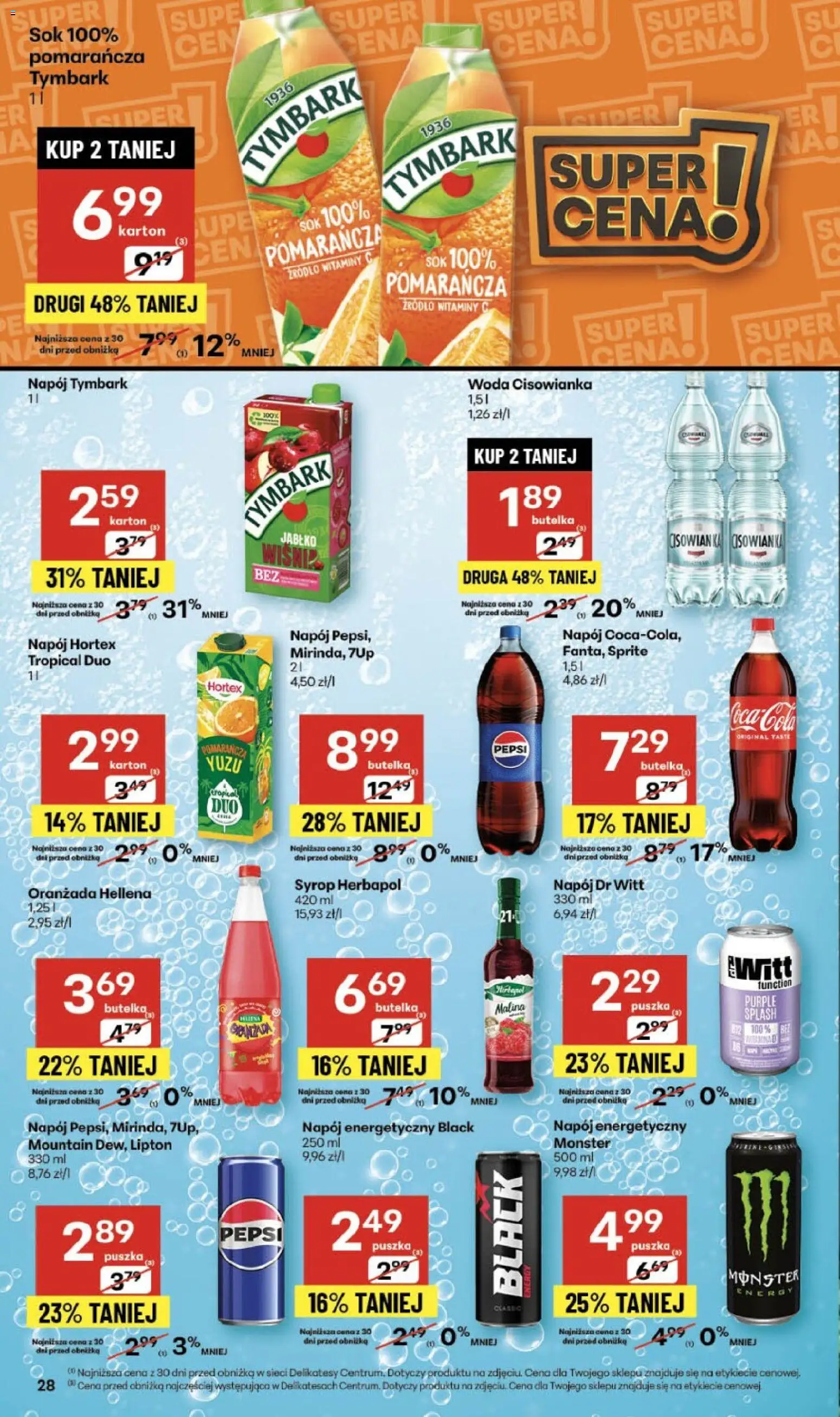 Delikatesy Centrum Gazetka - Sklepy Własne od 06.11.2025 | Strona: 28 | Produkty: Syrop, Sprite, Sok, Woda