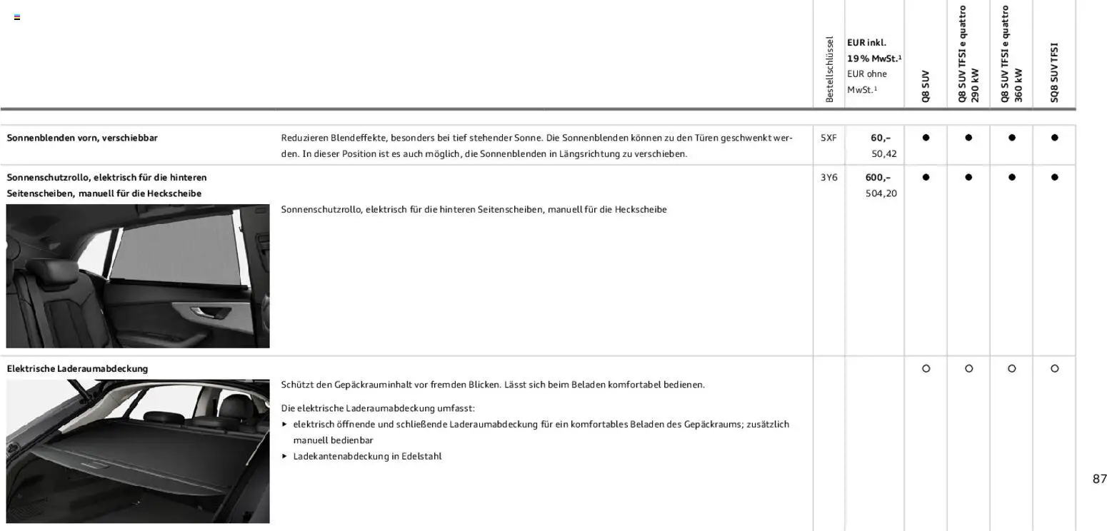 Audi Q8 – gültig ab 06.11.2025 | Seite: 87