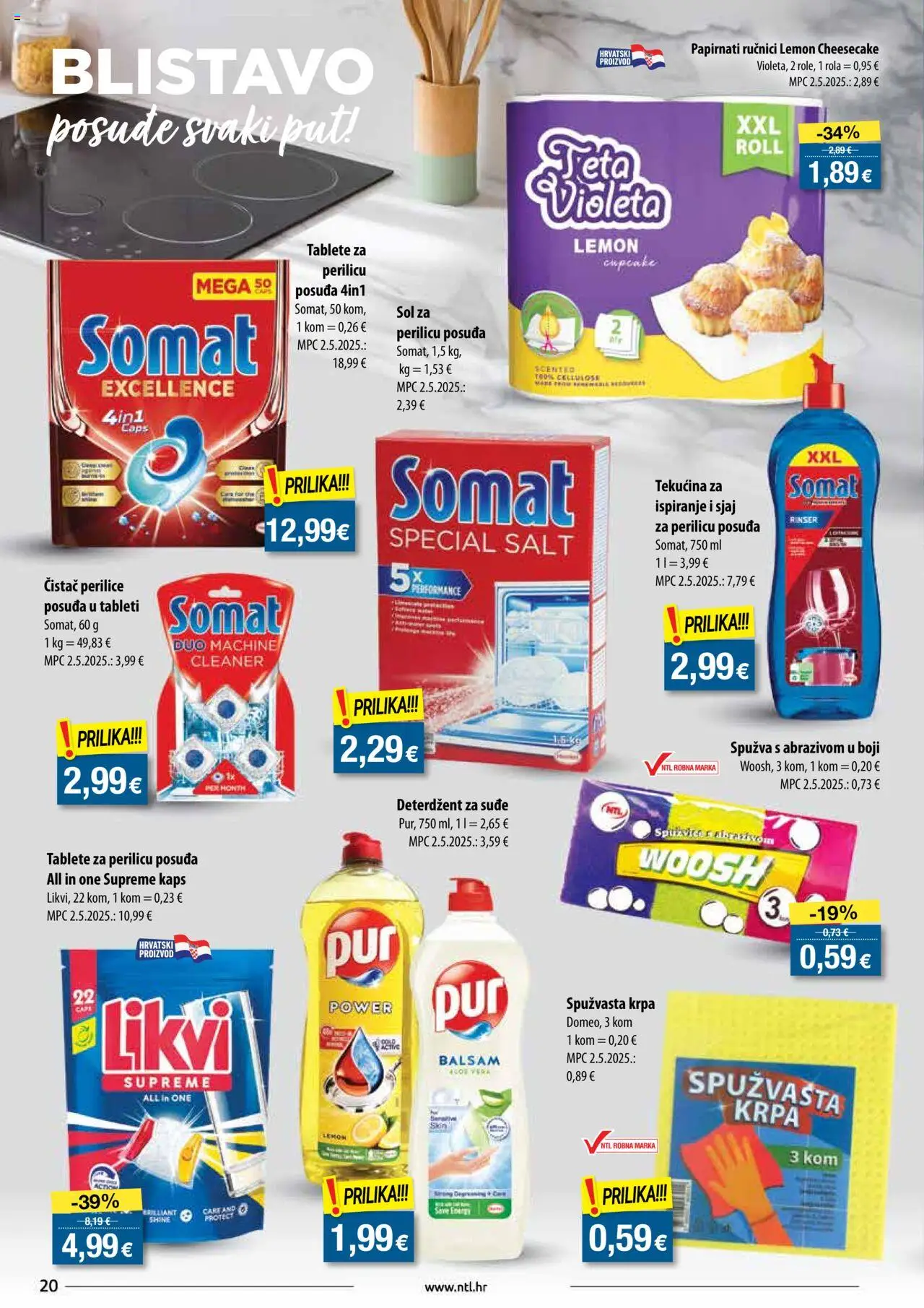 NTL katalog | vrijedi od 13.08.2025 | Stranica: 20 | Proizvodi: Krpa, Tablete za perilicu posuđa, Papirnati ručnici, Somat