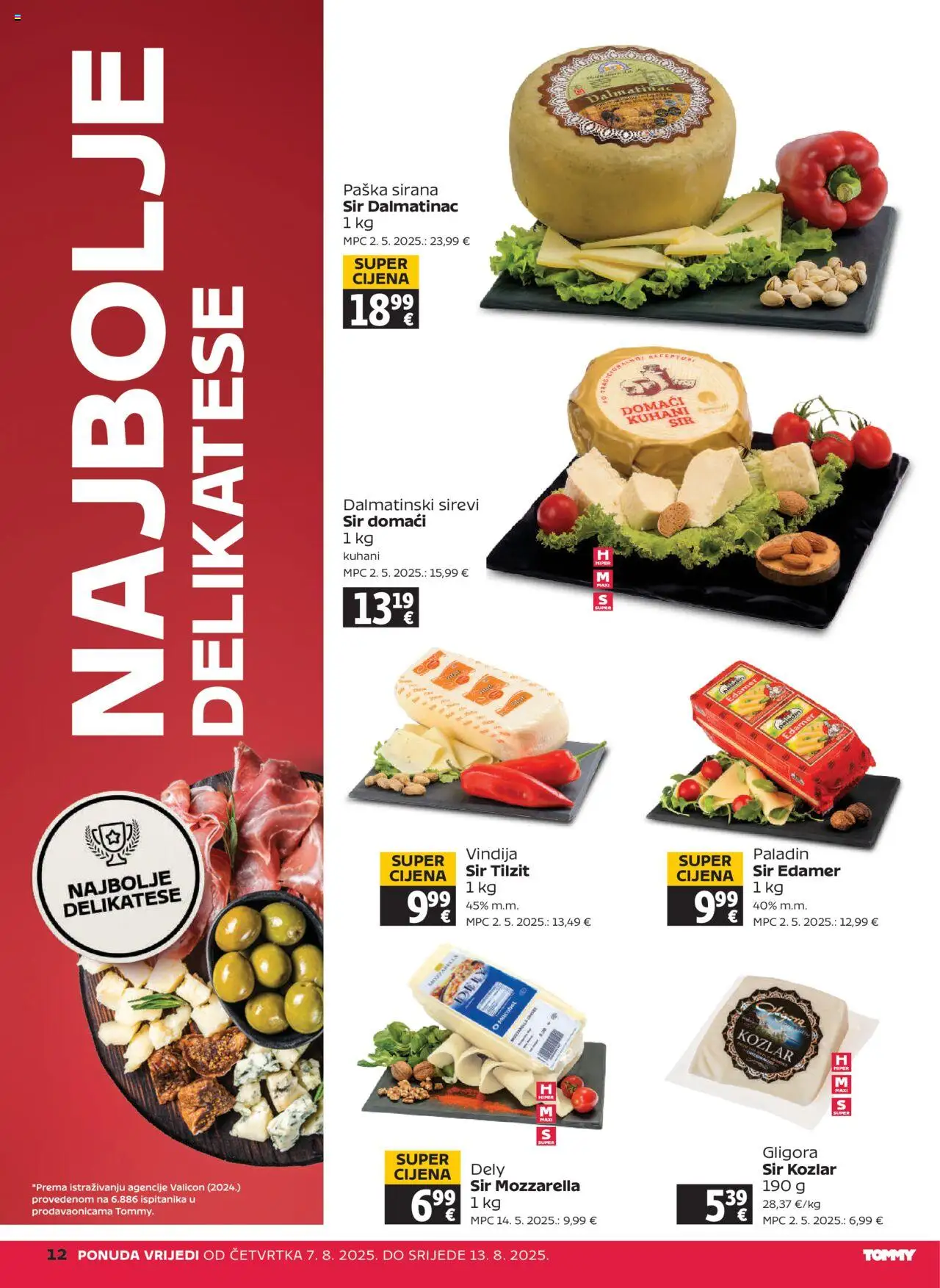 Tommy katalog | vrijedi od 07.08.2025 | Stranica: 12 | Proizvodi: Vindija, Mozzarella, Sir
