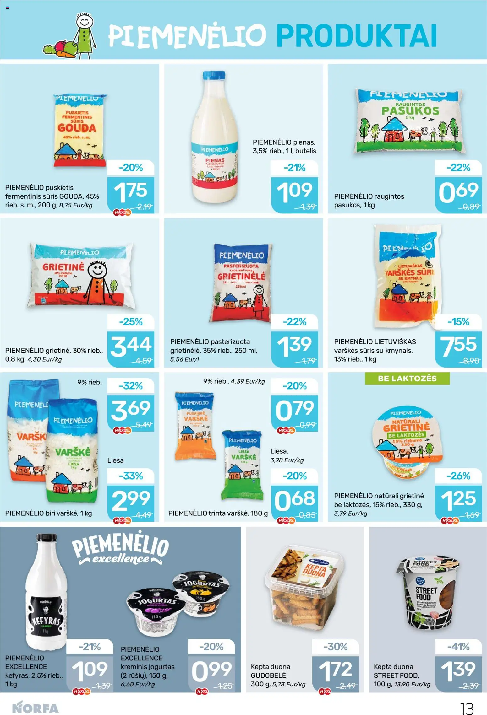 NORFA akcijos nuo 05.03.2026 | Puslapis: 13 | Prekių: Grietinėlė, Varškės sūris, Pienas, Varškė